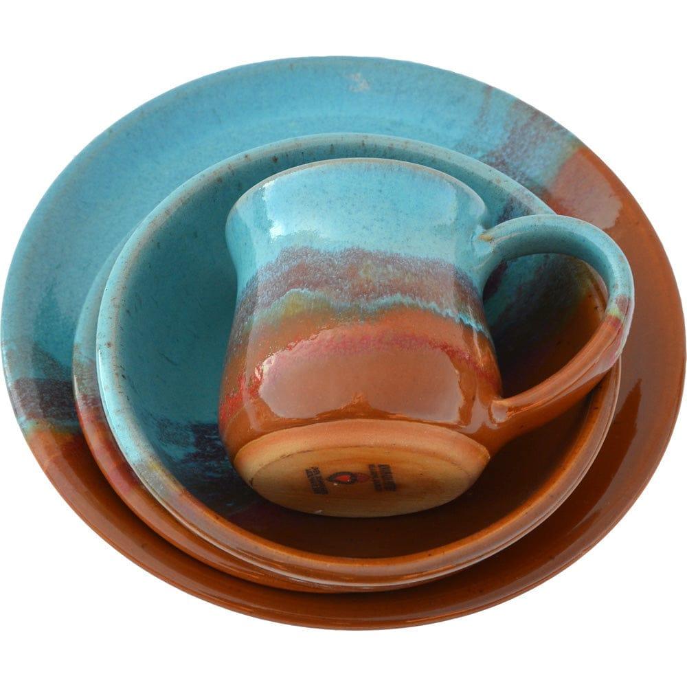 Lune Azul Handmade Ceramic Dinnerware Set - Turquoise Blue Pottery Plates & Bowls for Home Dining & Kitchen Decor