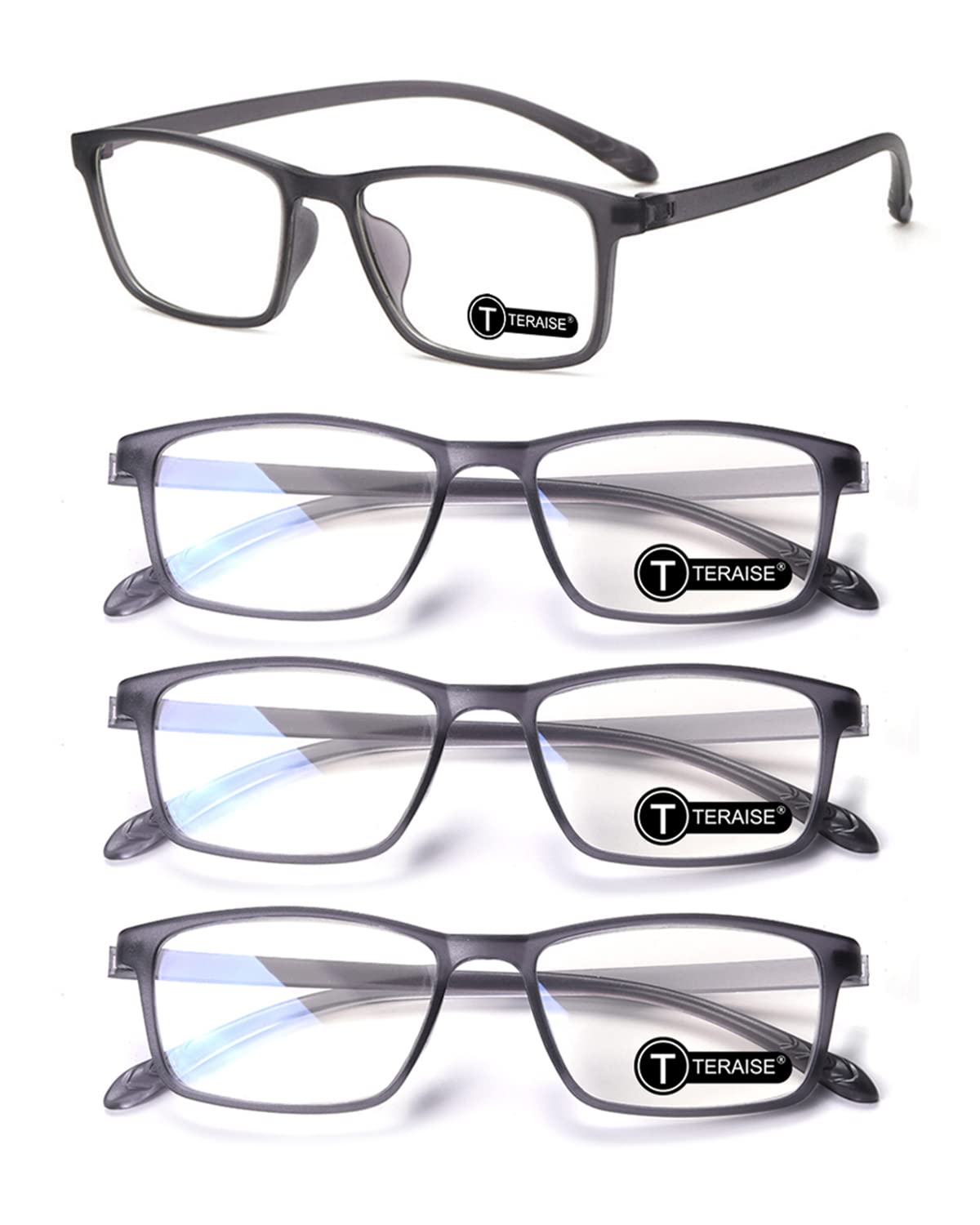 TERAISE 4-Pack Lightweight Reading Glasses with Blue Light Blocking - for Work & Screen Use