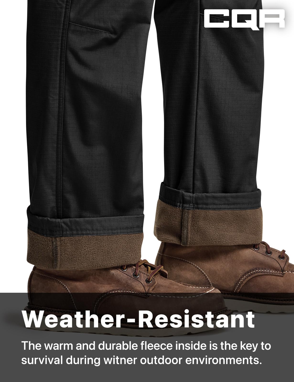 CQR Men's Winter Tactical Cargo Pants - Fleece Lined Thermal Snow Pants for Skiing, Hiking & Outdoor Work | Waterproof Cold Weather Workwear for Men