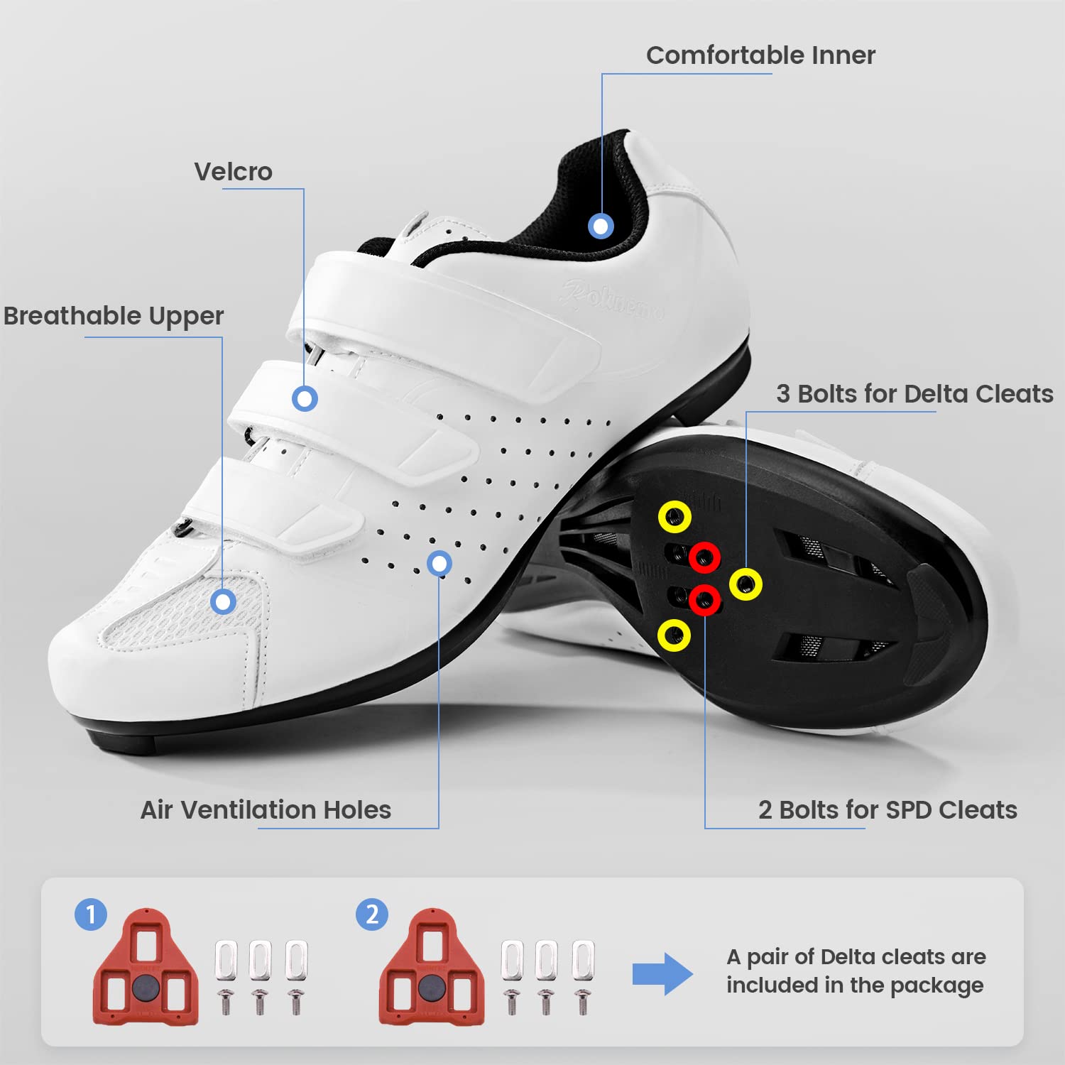Men's & Women's SPD & Delta Compatible Cycling Shoes for Peloton Bikes - Indoor/Outdoor Spin & Road Bike Shoes with 3-Bolt Cleats - Perfect for Gym, Studio & Outdoor Cycling Workouts