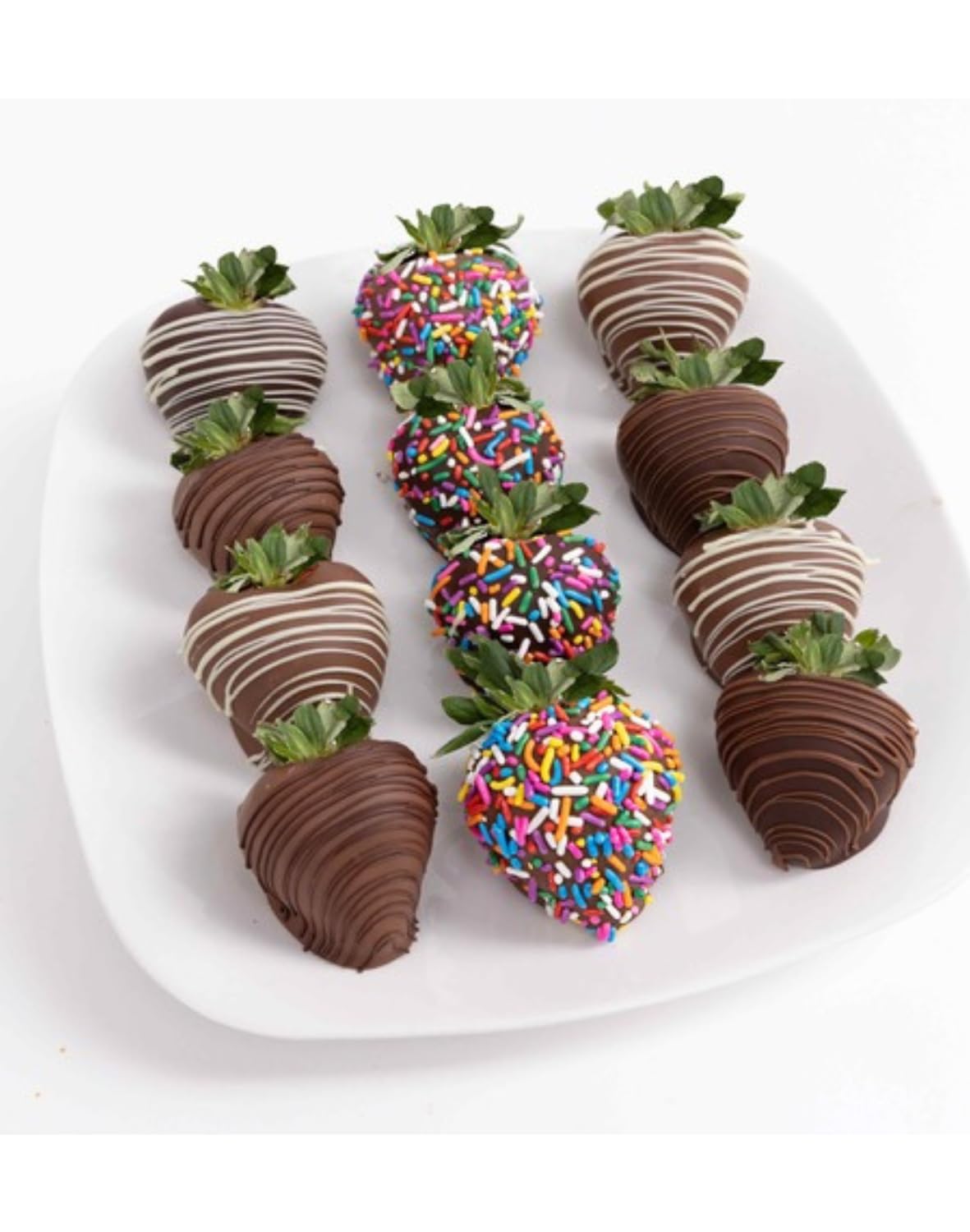 KaBloom Fresh 12 Red Roses with Chocolate Dipped Berries & Vase - Next Day Delivery | Birthday, Anniversary, Valentine's, Mother's Day Gift | Perfect for Romantic Surprises, Home Decor & Special Occasions