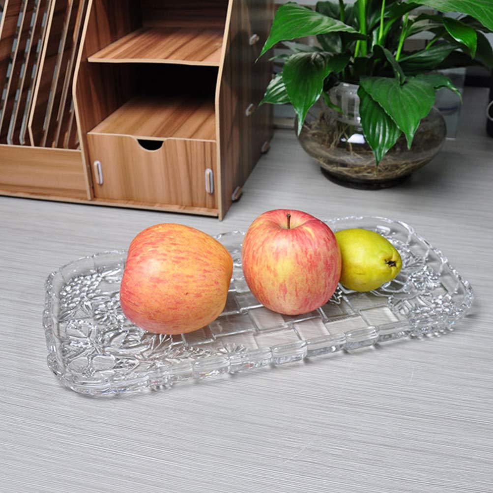 Premium Hemoton Rectangular Glass Fruit Plate - Elegant Serving Tray for Fruits, Snacks & Appetizers | Perfect for Parties, Dining & Kitchen Storage | Durable Food Container & Household Tableware