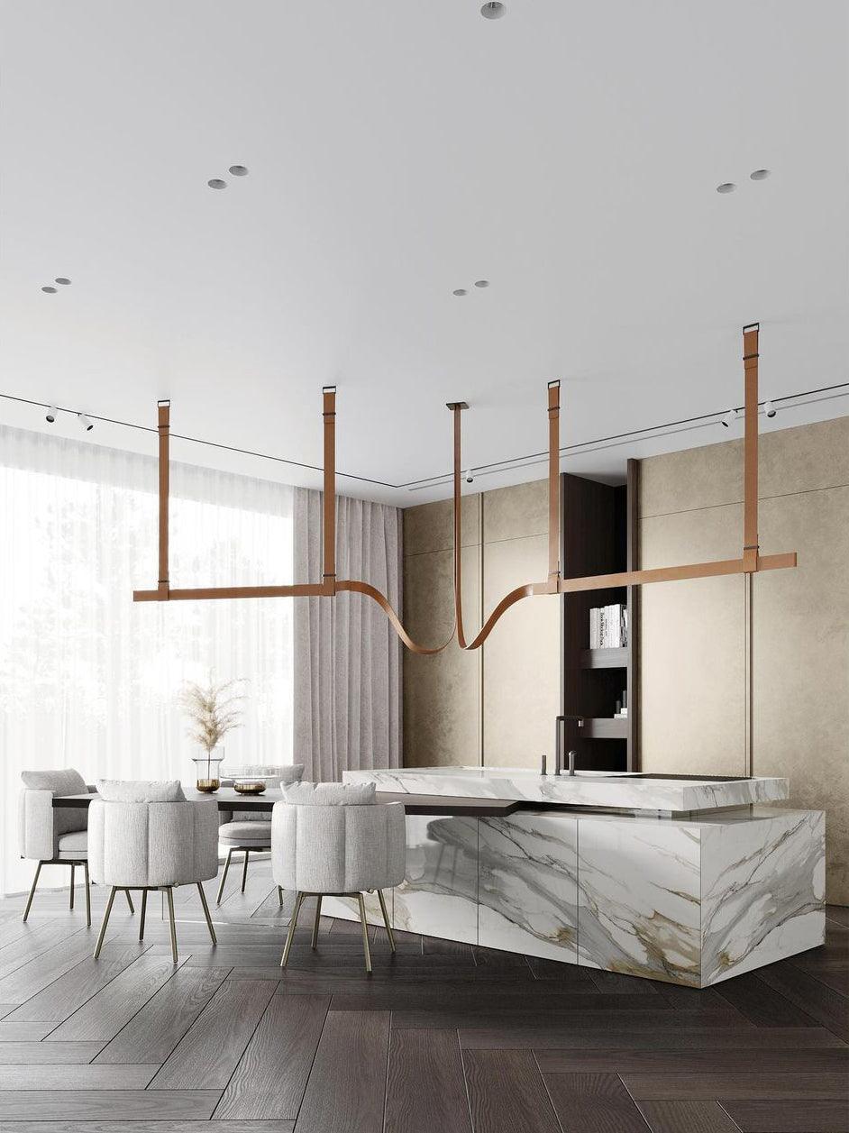Modern Belt Horizontal Pendant Lamp - Industrial Style Ceiling Light Fixture for Kitchen Island, Dining Room & Living Room Decor
