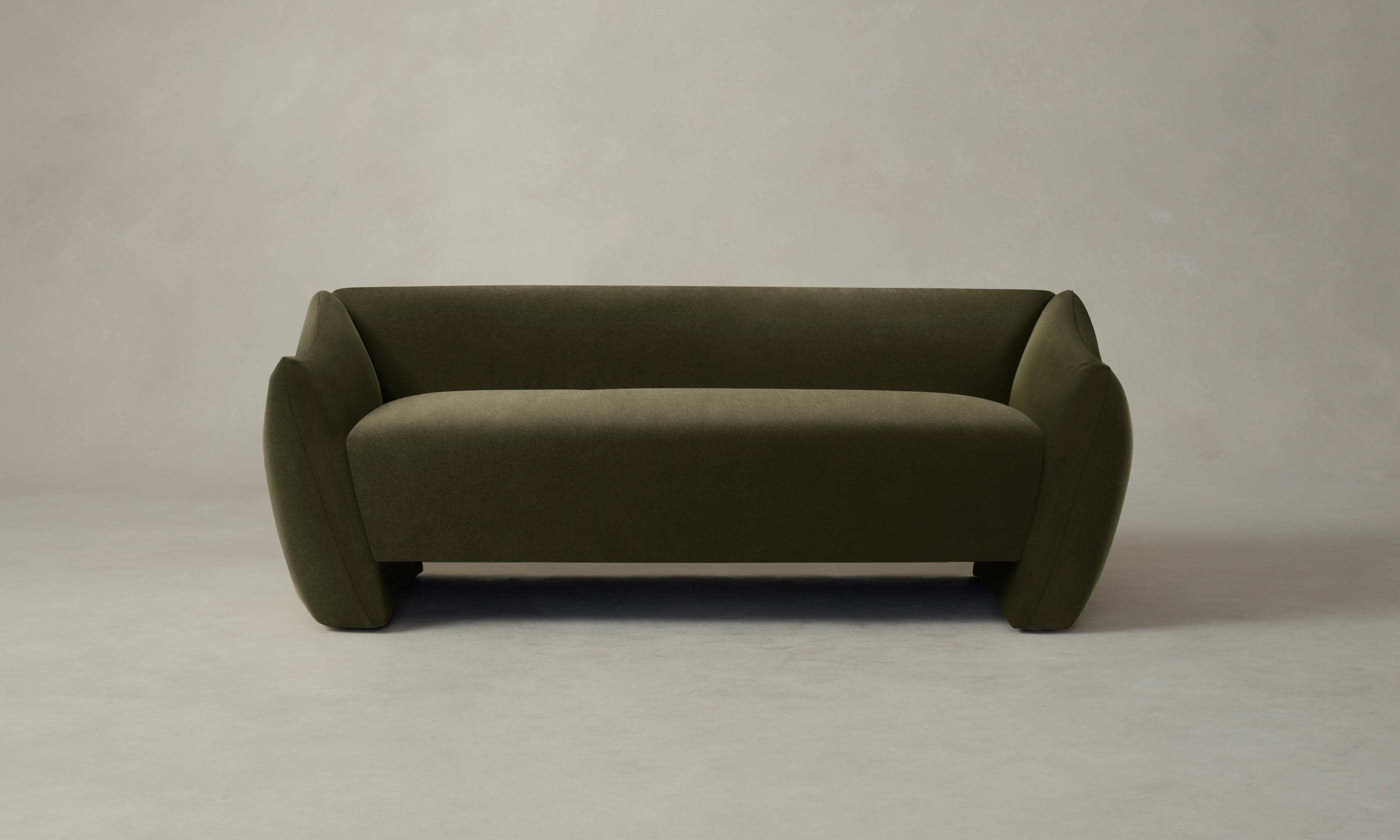 Luxury The Bond Settee Mohair Moss Sofa - Premium Velvet Upholstered Mid-Century Modern Loveseat for Living Room, Lounge & Office Decor