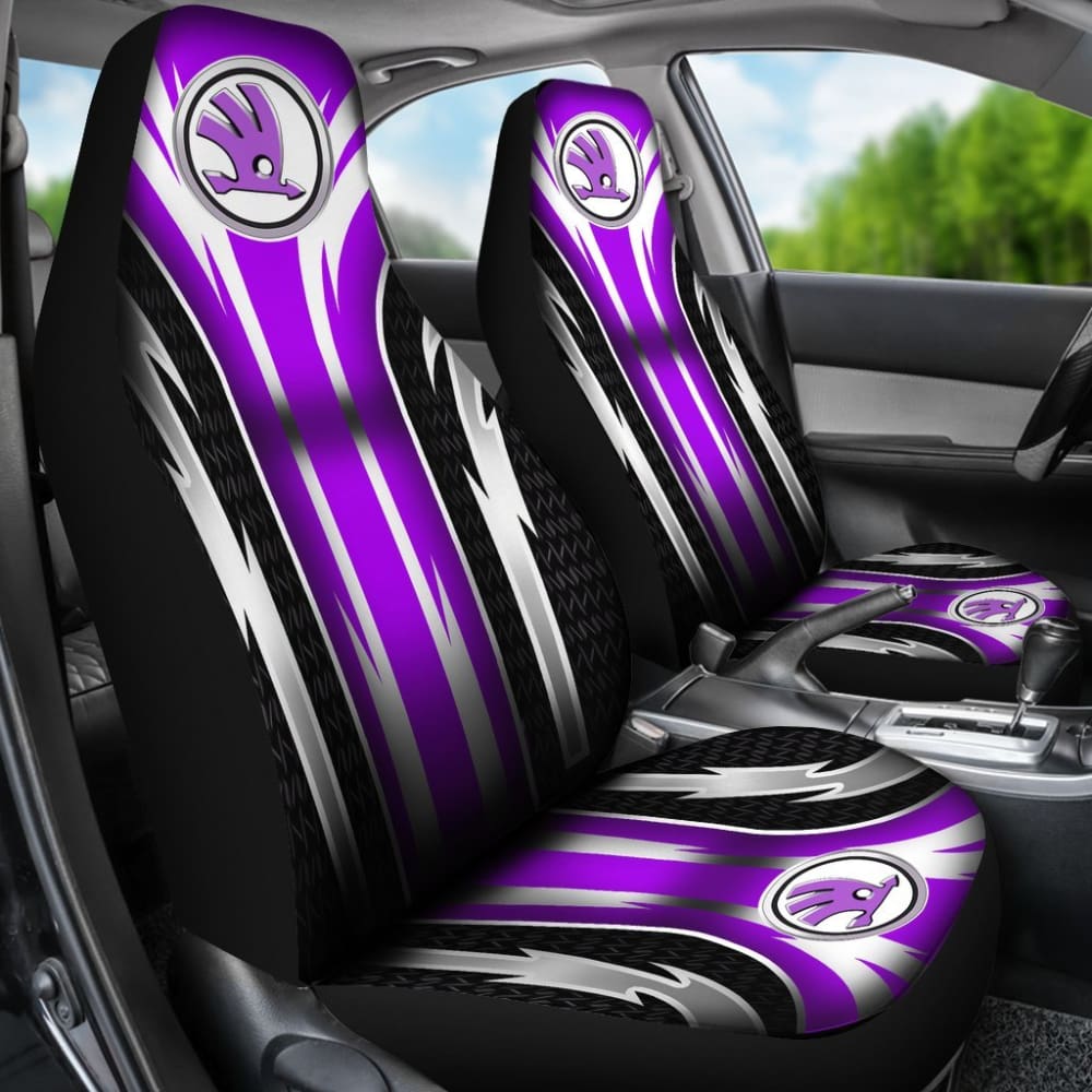 Premium 2-Piece Front Skoda Seat Covers in Purple (Model 144627) - Waterproof & Universal Fit for Car, SUV, Truck - Perfect for Road Trips & Daily Commute