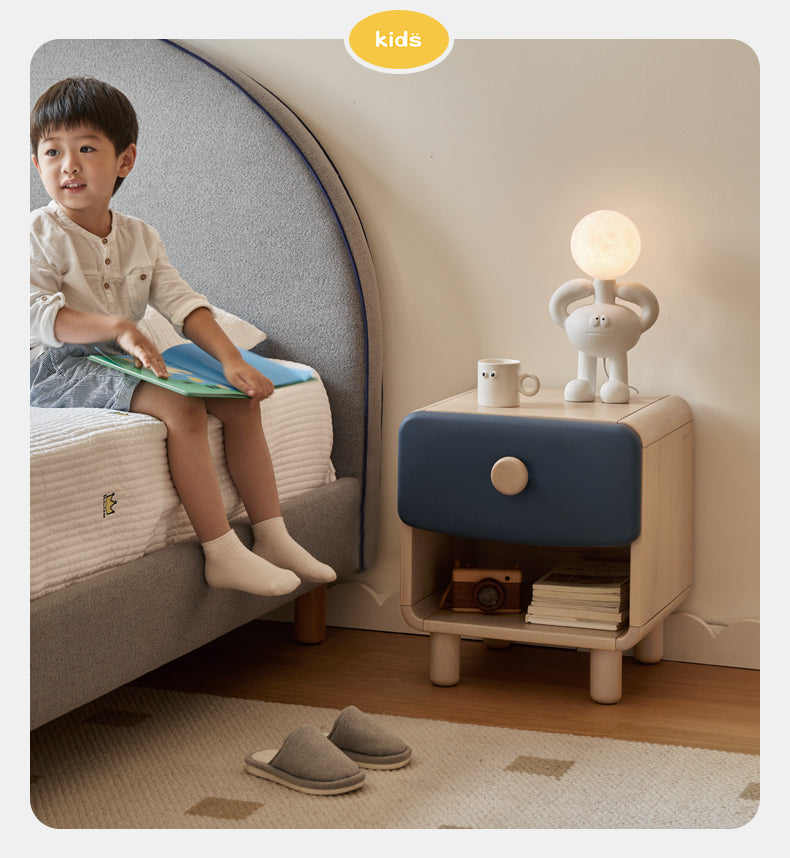 Solid Wood Kids Nightstand - Birch & Poplar Modern Bedside Table for Children's Room - Perfect for Bedrooms, Nurseries & Playrooms