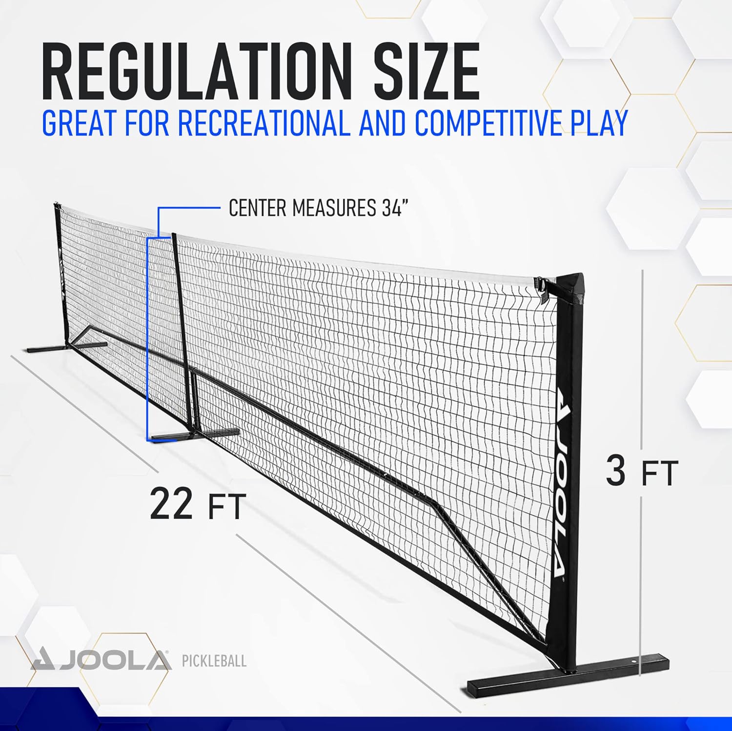 JOOLA Elemental Pickleball Net - Portable & Regulation Size for Outdoor & Indoor Play - Perfect for Backyard, Court & Tournament Use