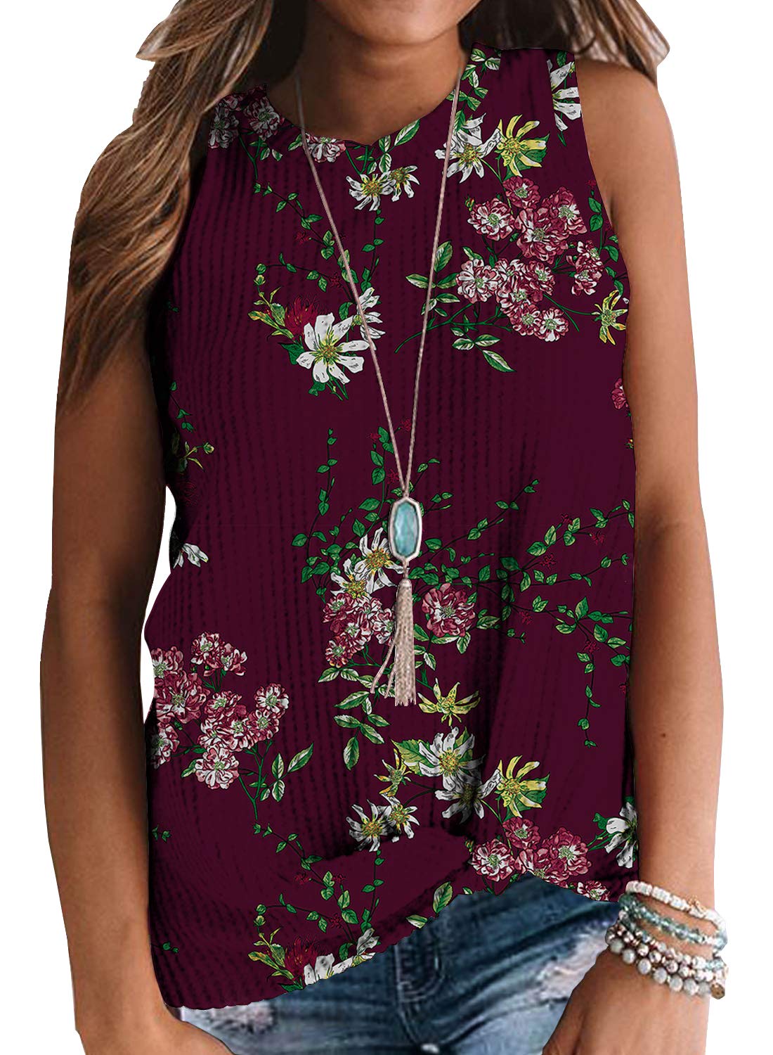 IWOLLENCE Women's Waffle Knit Tunic Top - Sleeveless Casual Blouse with Twist Knot Detail | Cute Summer Tank Tops for Women | Perfect for Beach, Vacation & Everyday Wear