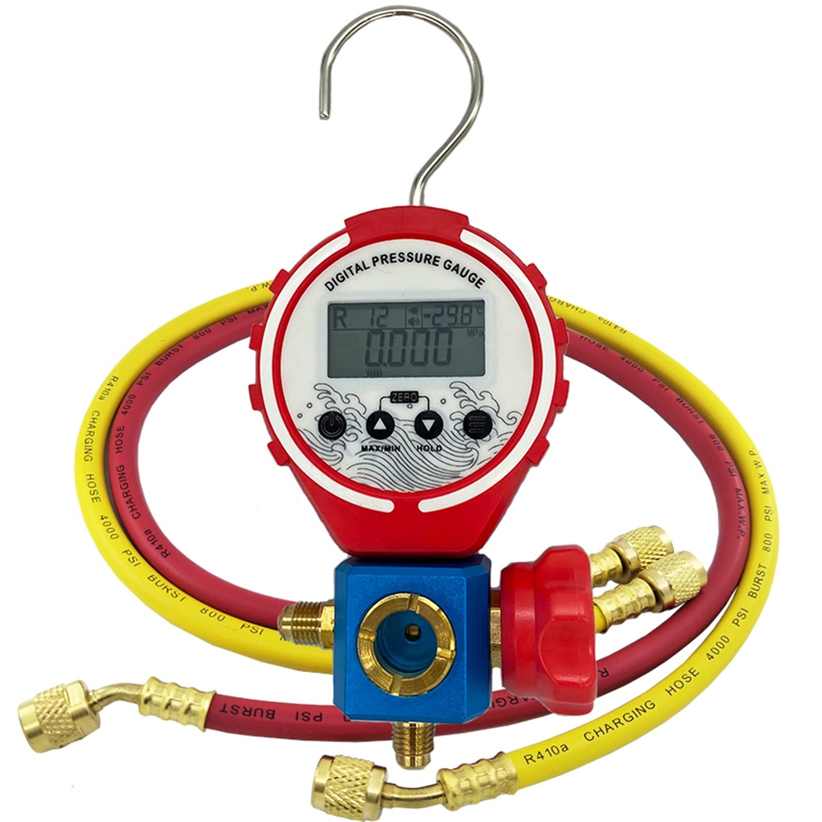 YXMY2020 Digital HVAC Manifold Gauge Set - Freon Pressure Tester, Gas Leak Detector & Vacuum Meter with Hose for Natural Gas, Refrigeration, and AC Repair | Professional HVAC Tools for Technicians