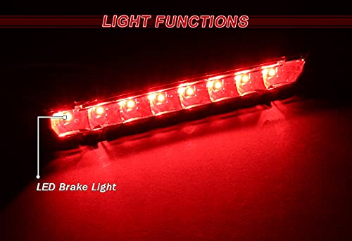 2005-2009 Ford Mustang LED 3rd Brake Light - Chrome/Red Lens LED Stop Strip Fog Lamp Set | Replacement & Upgrade | Perfect for Night Driving & Enhanced Safety