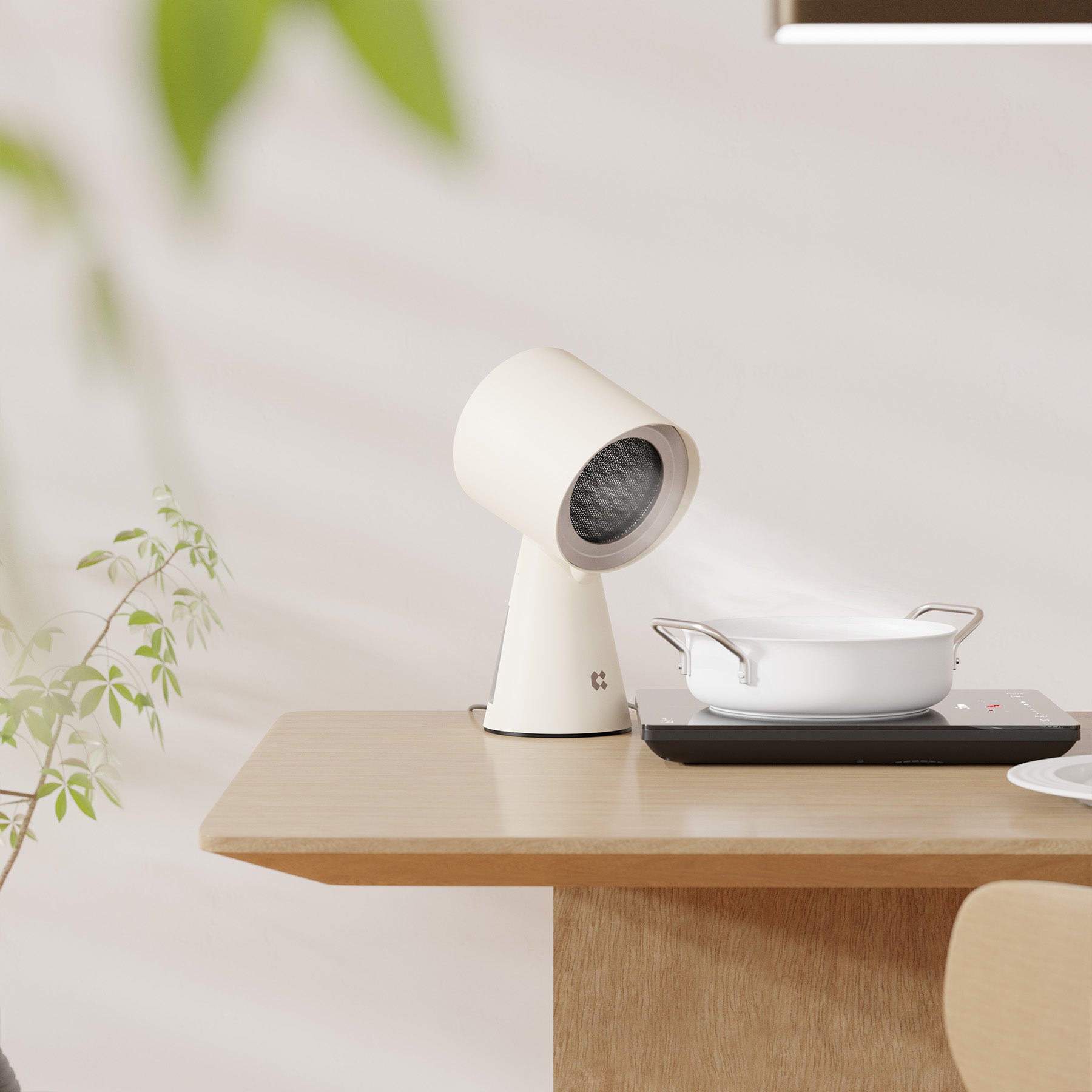 Ciarra HOOD TO GO Portable Mini Desktop Range Hood - White & Ivory Mist - Compact Kitchen Ventilation for Small Spaces, Apartments, RVs & Dorm Rooms