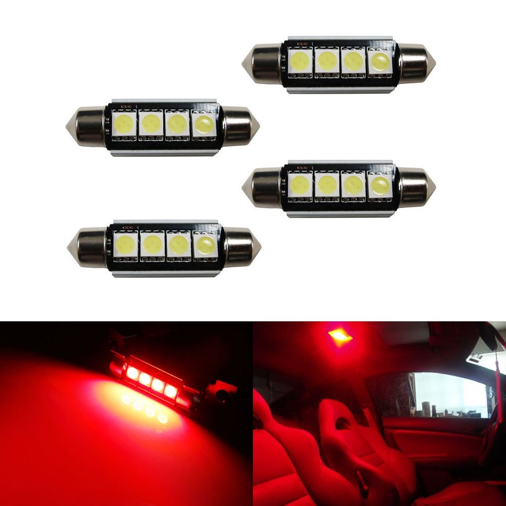 4 Pack Red 4 SMD Error Free 578 211-2 6411 LED Bulbs - Direct Replacement for Dome, Trunk & Cargo Lights - Perfect for Cars, Trucks, SUVs & Interior Lighting Upgrades