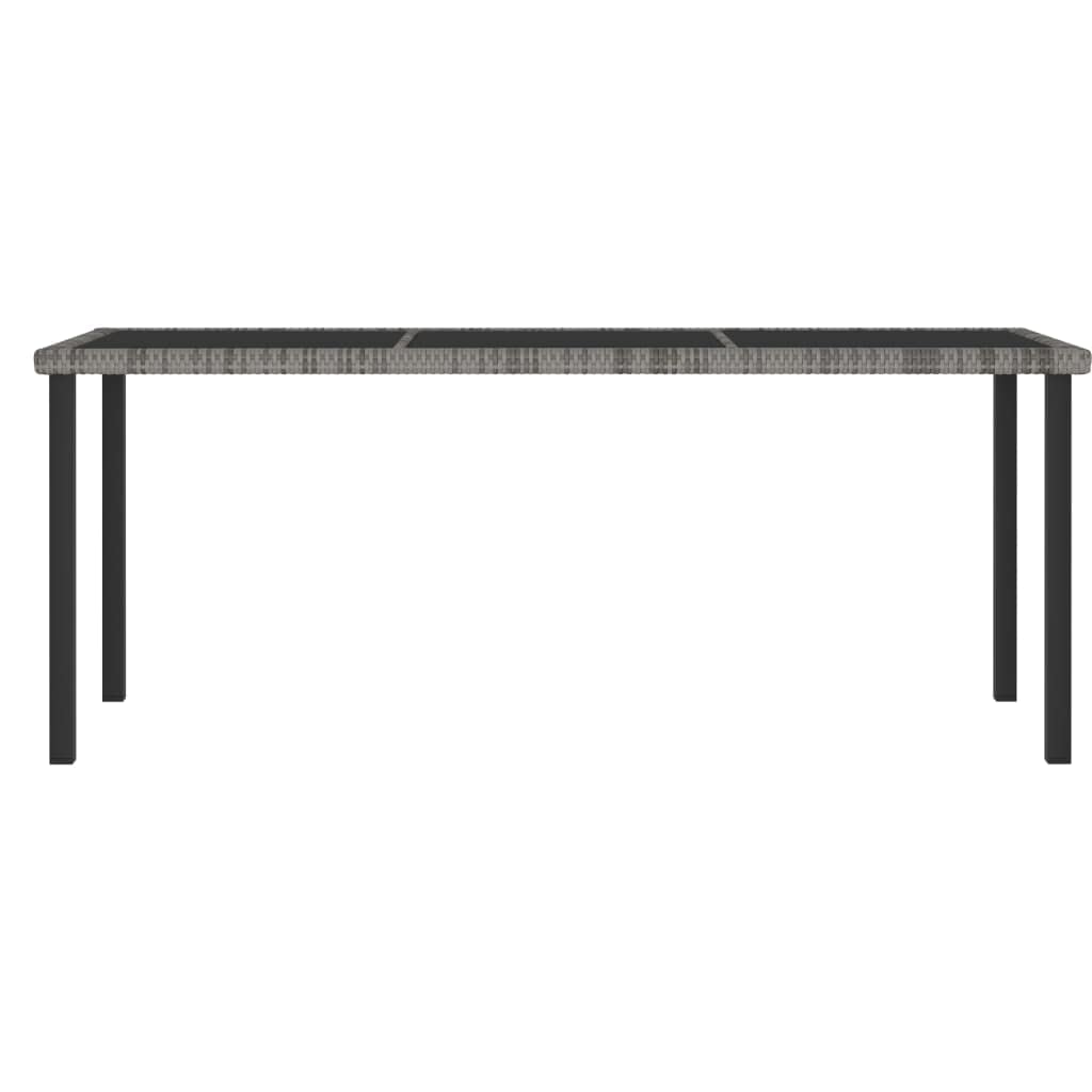 Modern Gray PE Rattan Patio Dining Table with Glass Top - Outdoor Garden Furniture for Front Porch, Deck, Lawn & Backyard | Perfect for Al Fresco Dining, BBQ Parties & Relaxing in Your Outdoor Space