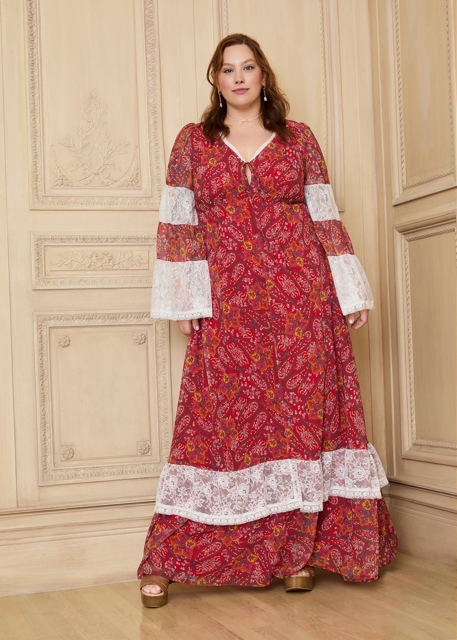 GUNNE SAX by ModCloth Josephina Bell Sleeve Dress - Vintage Floral Maxi Dress with Puff Sleeves | Limited Edition | Perfect for Weddings, Parties & Special Occasions