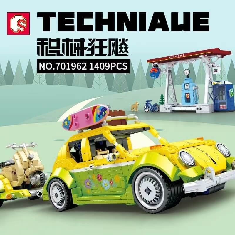 SEMBO 701962 Beetle Camper Van Toy - Classic Retro Volkswagen Bus Diecast Model Car for Kids & Collectors - Perfect for Playtime, Display, and Travel Adventures