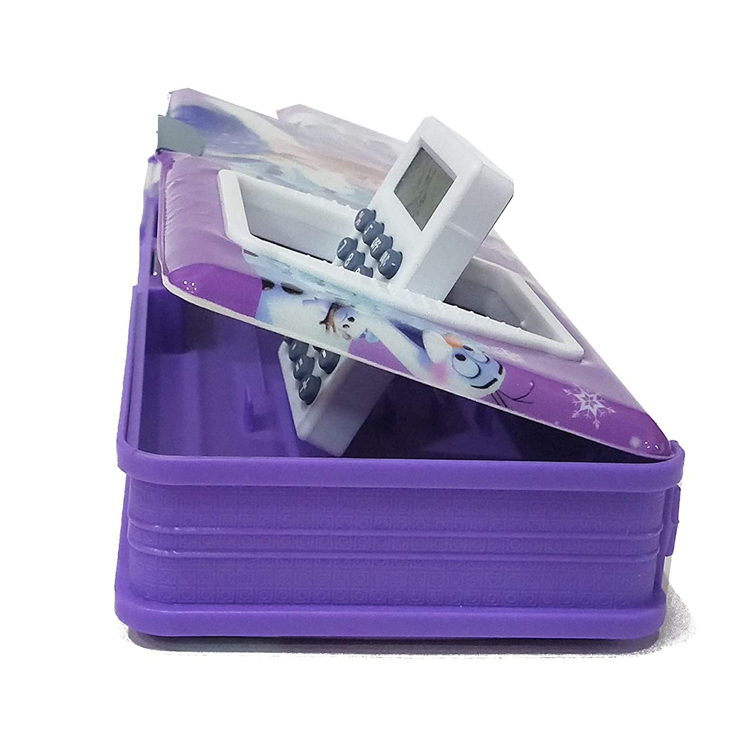 Chikly Jumbo Plastic Magnetic Pencil Case with Built-in Sharpener - Cartoon School Supply Organizer for Boys & Girls - Frozen Themed Stationery Box for Kids | Perfect for Classroom, Homework, Birthday Gifts & Party Favors