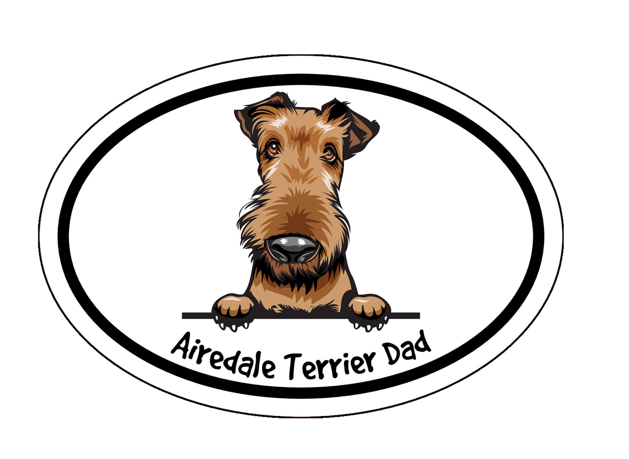 WickedGoodz Oval Airedale Terrier Dad Decal - Durable Dog Breed Bumper Sticker for Laptops, Tumblers, Windows, Cars, Trucks, Walls - Perfect for Pet Lovers and Home Decor