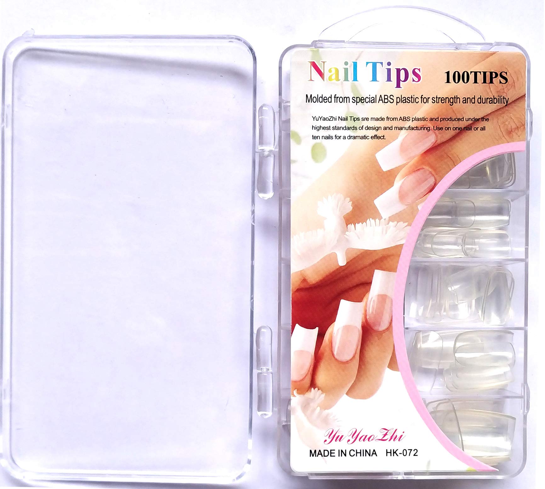 100pcs Transparent Artificial Empress Curve Fake Nails with Glue - Acrylic Press on Nails for Women, French Tip Manicure, Salon Quality DIY Nail Extensions - Perfect for Parties, Weddings & Special Occasions