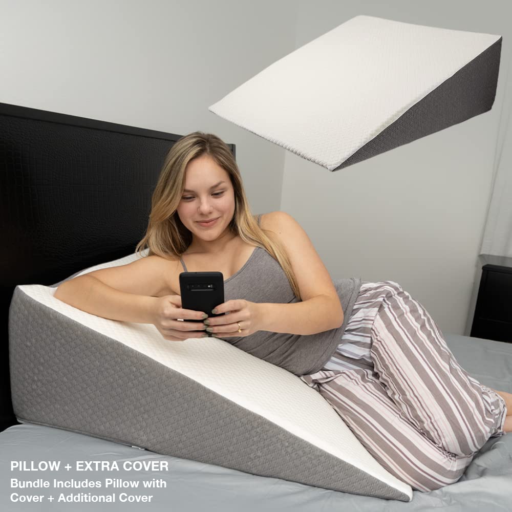 **Kӧlbs Extra Wide Bed Wedge Pillow with Memory Foam Top – Large Orthopedic Pillow for Sleeping, Acid Reflux & GERD Relief – 12