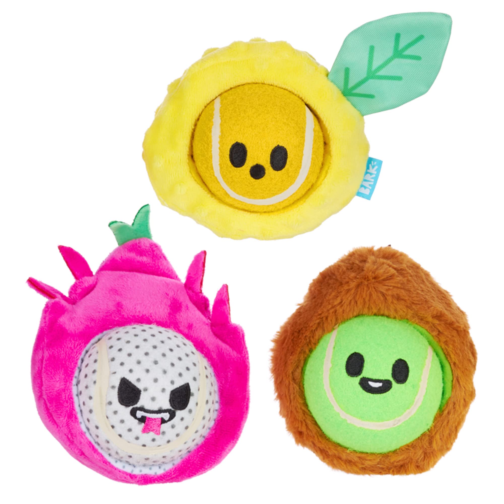 **Barkbox Dog Toys – Fruity Cutie Tropical Trio Squeaker Ball Interactive Chew Toys – Durable & Tough Tennis Balls for Training, Exercise & Boredom Relief – Stimulating Plush Toys for Large Breed Dogs – Perfect for Playtime, Fetch & Mental Stimulation**