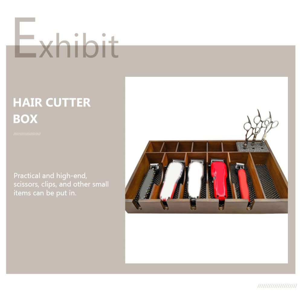 1pc Wooden Hair Clipper Stand & Organizer - Electric Hair Trimmer Storage Tray with Guide Comb Holder - Salon & Home Barber Tool Display Accessory for Professional Grooming & Styling