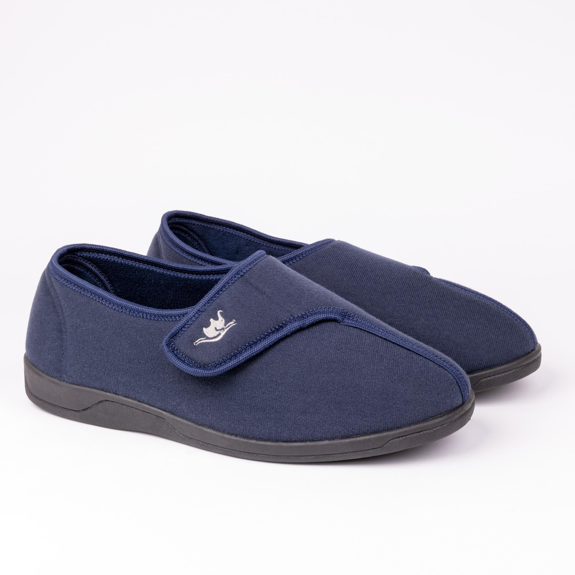 Men's Wide & Extra-Wide Memory Foam Slippers with Adjustable Closure - 80D Plush Fleece Lining for Arthritis & Edema Relief - Breathable, Machine Washable House Shoes with Anti-Slip Sole for Indoor/Outdoor Use - Perfect for Relaxing at Home, Post-Surgery Recovery & Cold Weather Comfort