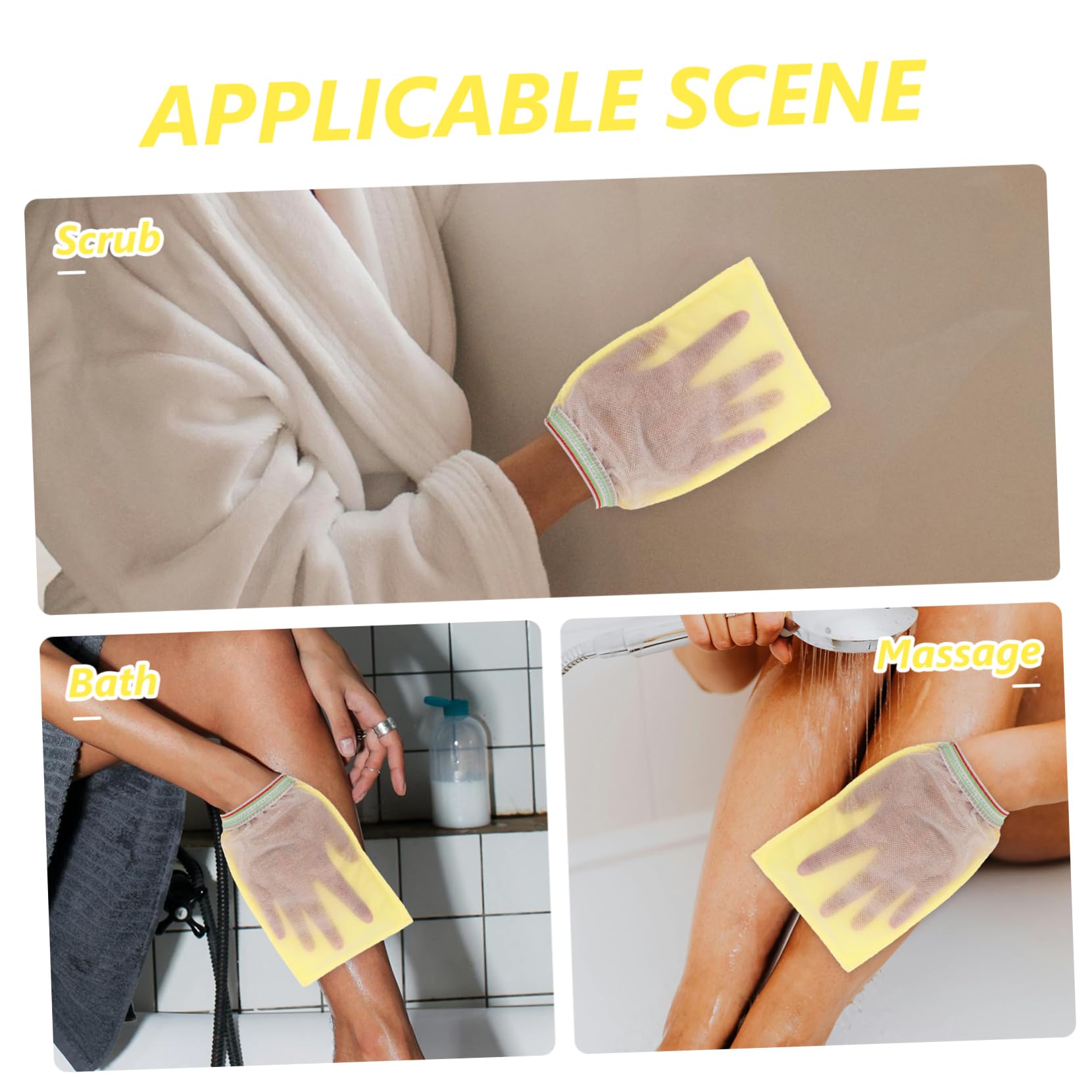 DOITOOL Exfoliating Gloves for Women - 25Pcs Body Scrub Gloves for Dead Skin Cell Removal, Shower & Spa Massage - Soft Bath Exfoliator for Smooth Skin (Yellow) - Perfect for Home Spa Days & Self-Care Routines