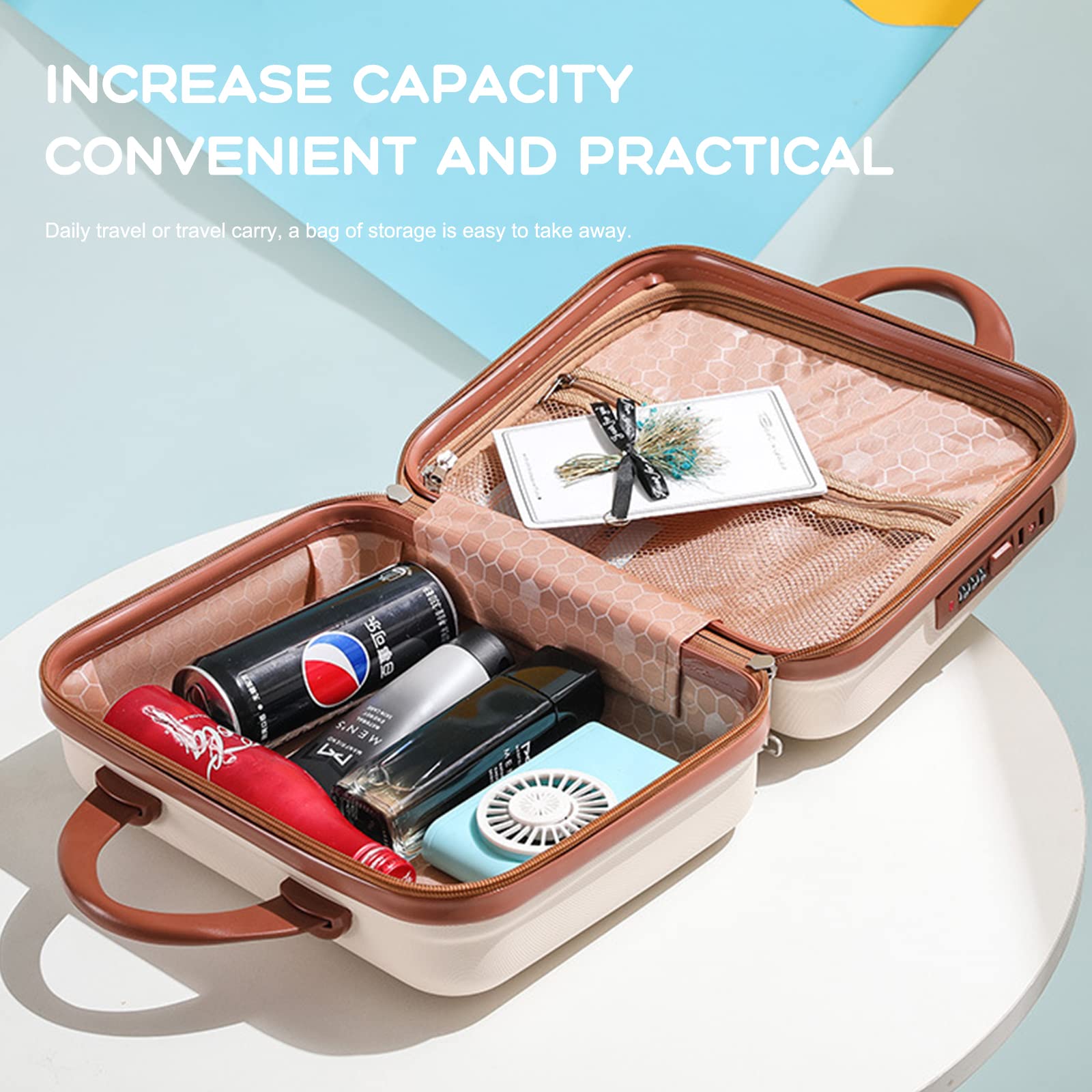 Balakaka 10L Waterproof Hard Shell Vanity Case with Combination Lock - Portable Travel Cosmetic Organizer with Zipper & Handles for Women & Girls | Perfect for Air Travel, Gym, Beach & Makeup Storage