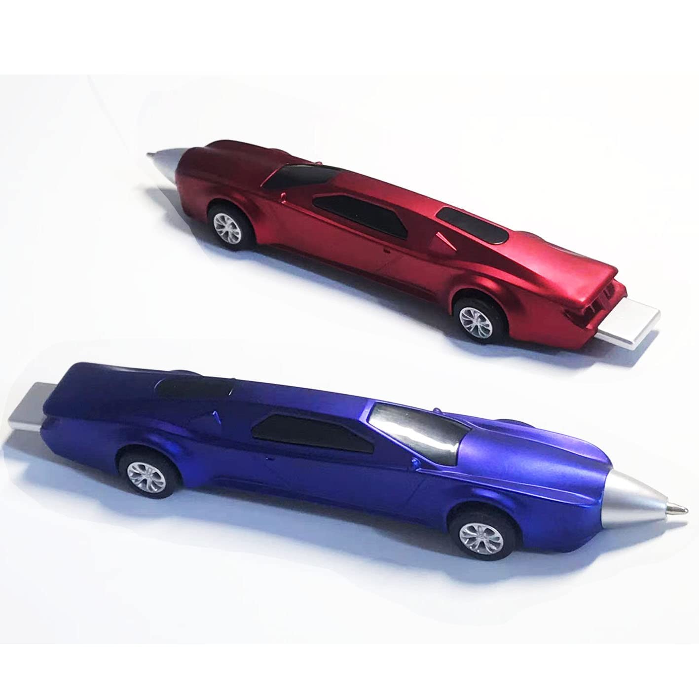 Fun Novelty Pens for Kids - Cute Race Car Design School Supplies, Cool Writing Pens for Teens - Perfect for Classroom, Homework & Party Favors (Red/Blue)