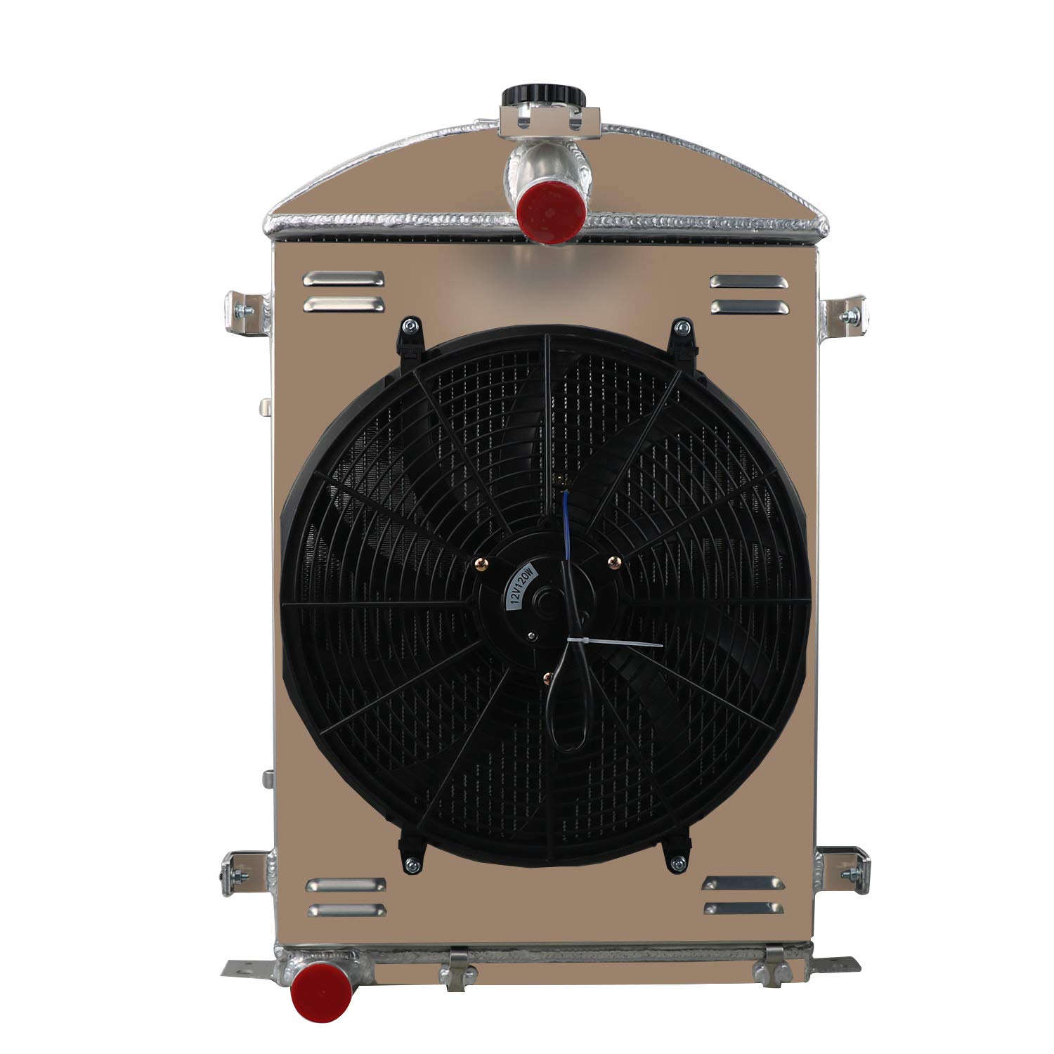 ALLOYWORKS Heavy Duty 3-Row Aluminum Radiator with Shroud Fan & Relay Kit - Compatible with 1930-1931 Ford Model A/AA 3.3L L4 V8 Engines - Perfect for Classic Car Restoration & Hot Rod Upgrades