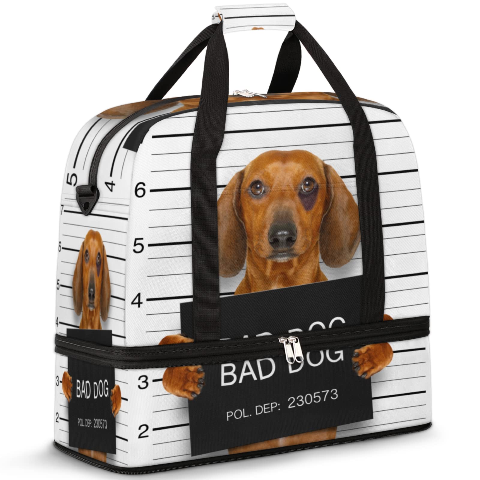 Bad Dog Travel Duffle Bag - Waterproof Sports Gym Bag with Separate Shoes Compartment, Weekender Overnight Bag for Women & Men - Perfect for Gym, Travel, Camping and Weekend Getaways