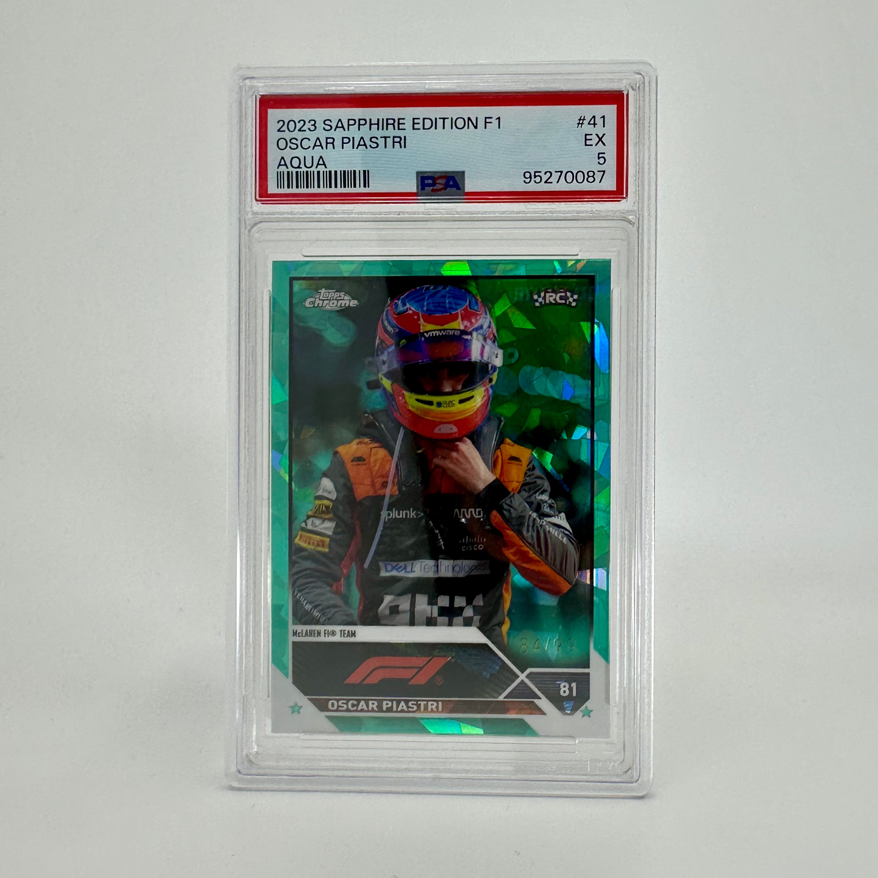 2023 Topps Chrome F1 Oscar Piastri #41 PSA 5 Rookie Card - 84/99 Aqua Sapphire Edition | Collectible Racing Memorabilia for F1 Fans & Card Collectors