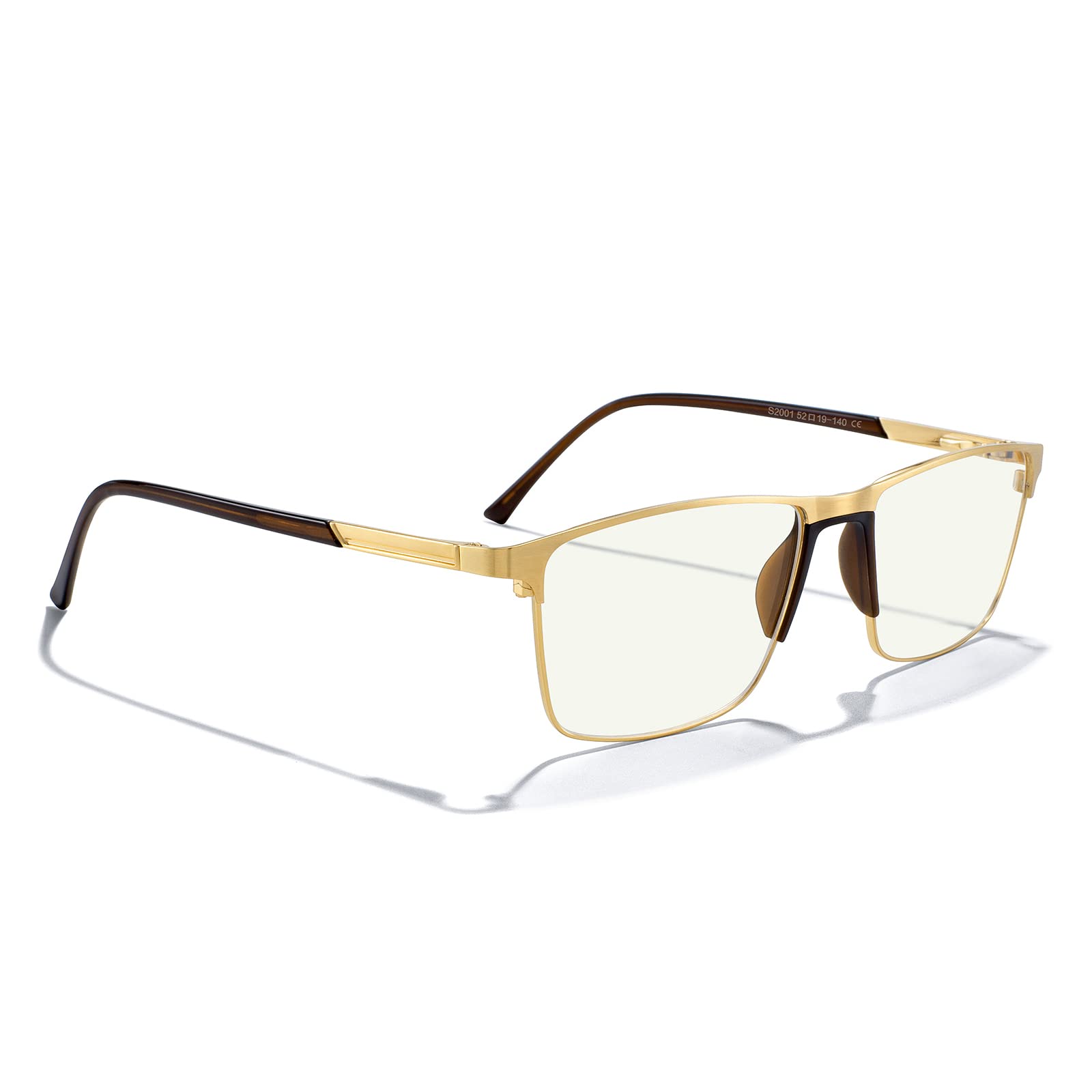 Blue Light Blocking Glasses for Men - Stylish Metal Frame Reading Glasses with Spring Hinge | Computer, Gaming & Office Use | Reduce Eye Strain & Improve Sleep