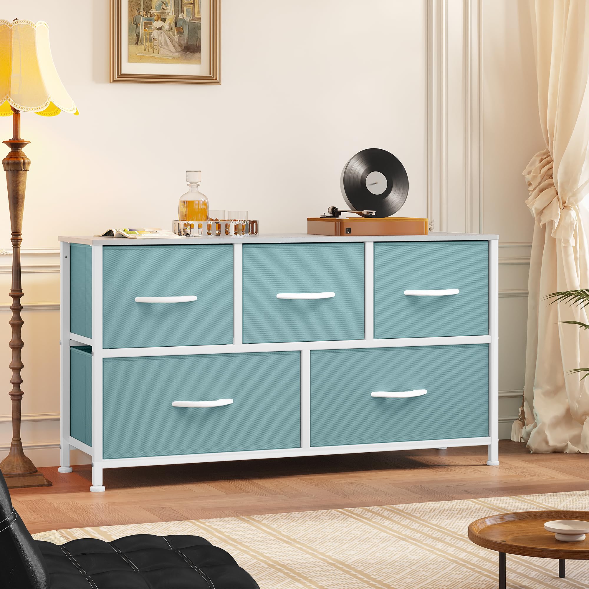 YITAHOME 5-Drawer Fabric Dresser - Sturdy Storage Organizer for Bedroom & Closet - Green