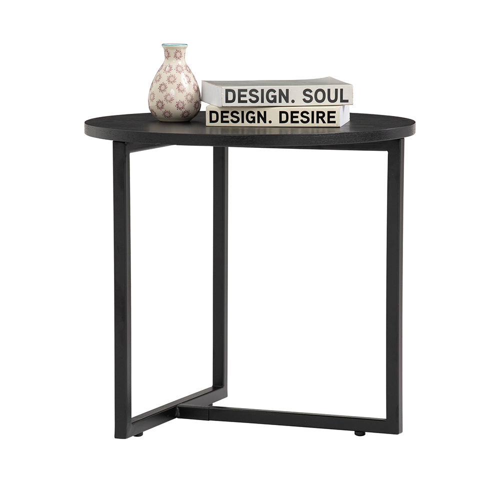 Round Side Table 46cm - Modern Black End Table for Living Room, Bedroom, or Office - Turner Furniture for Small Spaces & Home Decor