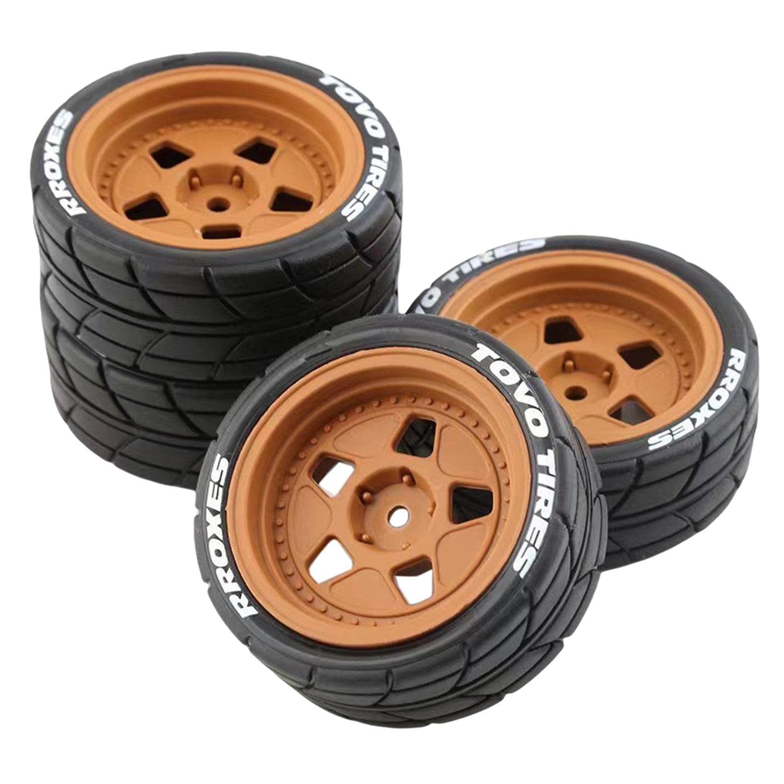 Gazechimp 4Pcs Orange Rally Tires Replacement for HPI 1/10 RC Model Car - Durable Off-Road Racing Accessories for Drifting & Crawling on Dirt & Sand Tracks