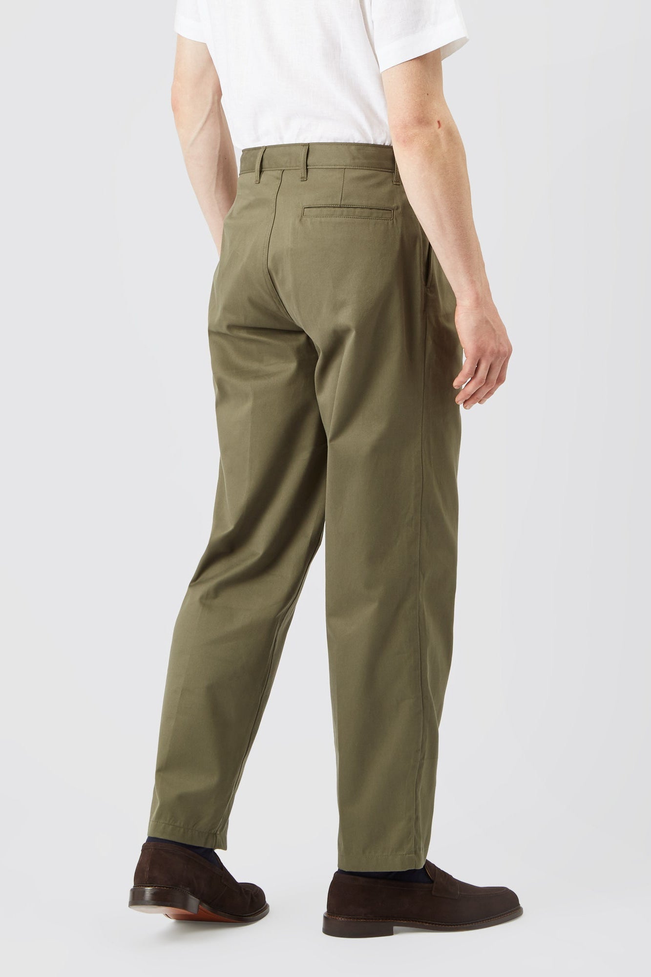 Men's Pleated Lightweight 100% Cotton Twill Chino Pants - Olive Green | Comfortable Casual & Office Wear for Men