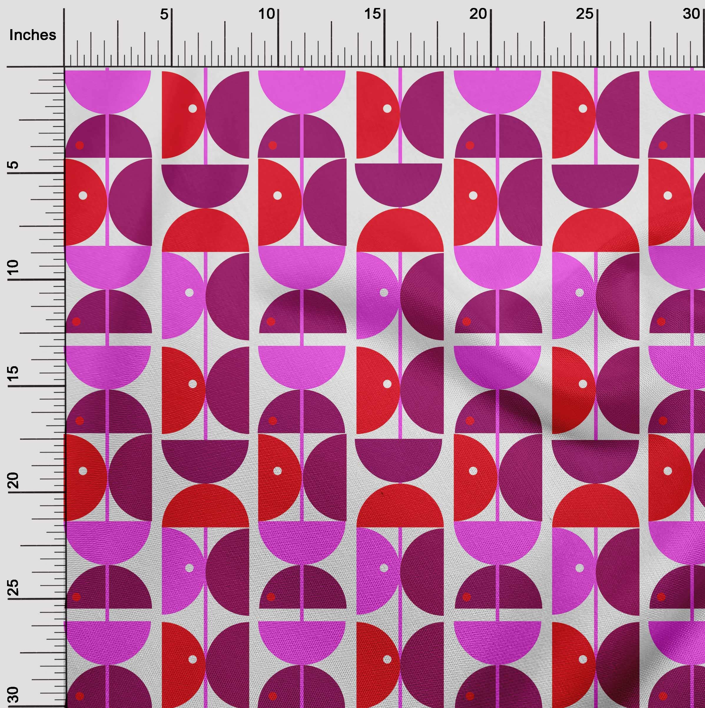 oneOone Cotton Jersey Fuschia Pink Geometric Circle Print Fabric by The Yard - 58 Inch Wide Soft Stretchy Material for Dresses, Skirts & DIY Fashion Projects