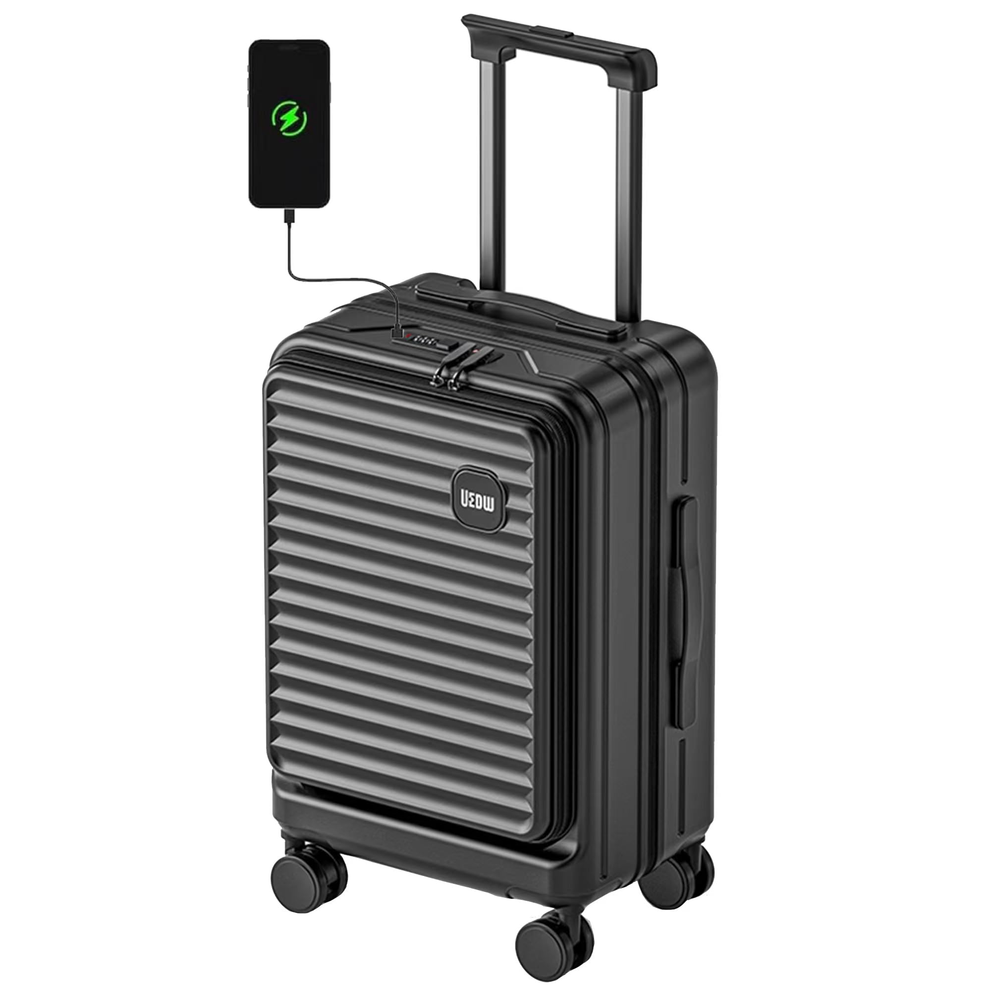 HotWay 20 Inch Expandable Carry On Luggage with USB Port & Cup Holder - Lightweight Hardshell Suitcase with 360° Spinner Wheels, TSA Lock - Perfect for Air Travel, Business Trips & Weekend Getaways