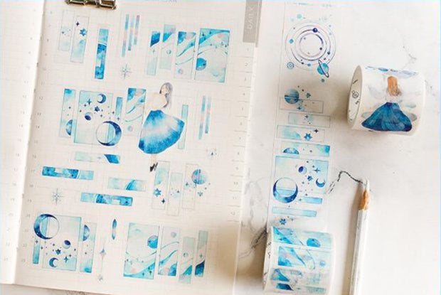 Galaxy Pattern Washi Tape for Scrapbooking, Journaling, DIY Crafts & Bullet Journal Decoration - Colorful Space-Themed Decorative Paper Tape for Creative Projects