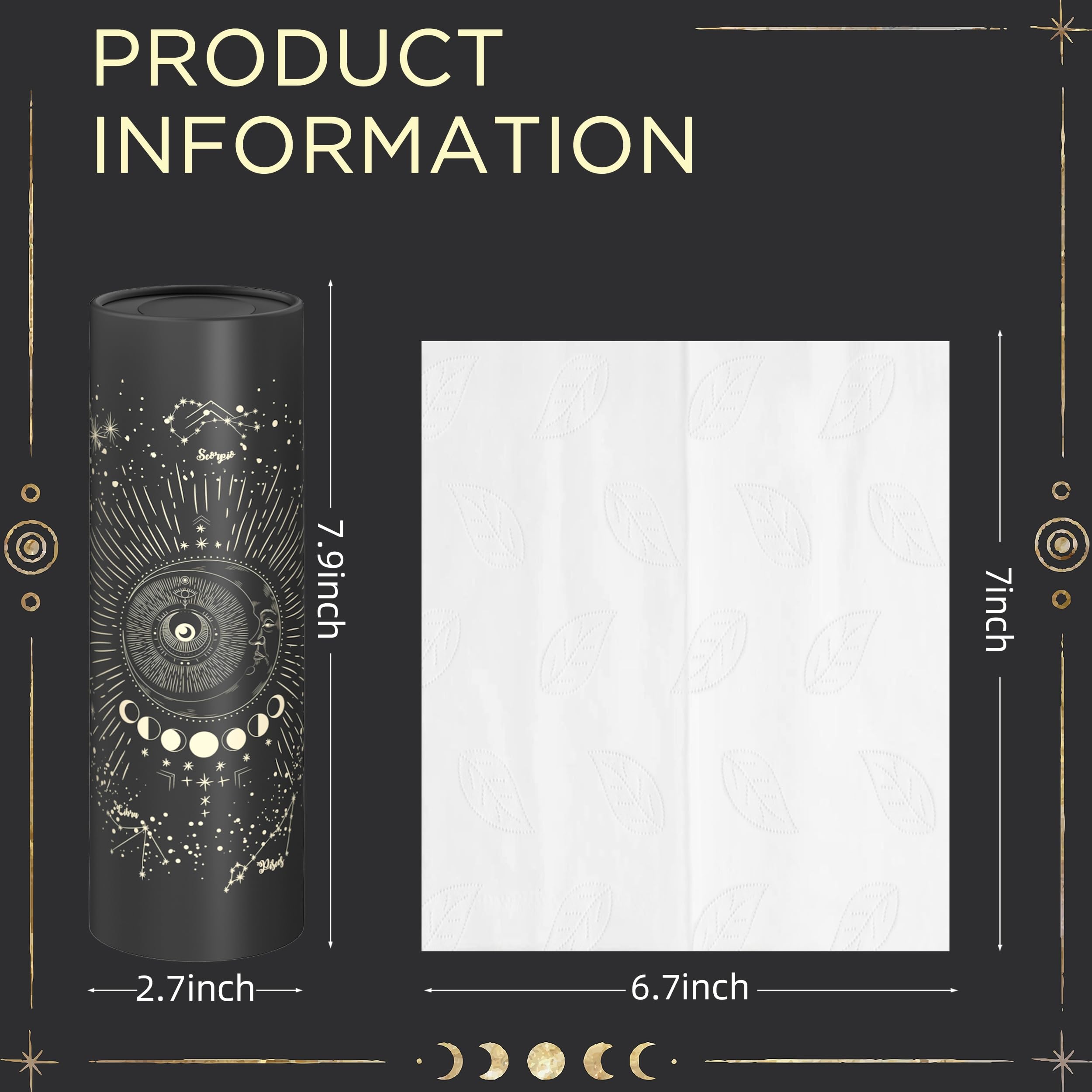 4 Pack Moon Pattern Round Car Tissue Holders with 3-Ply Facial Tissues - Bulk Tissue Box for Home, Office, Bathroom & Vehicle Use - Soft & Durable for Everyday Convenience