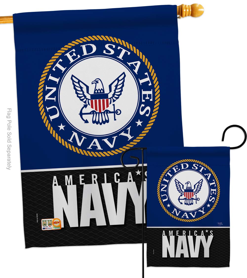Double-Sided US Navy Garden House Flags Set 28x40 Inch - Armed Forces USN Seabee Military Veteran Retiree Official Decorative Yard Banner - Made in USA - Perfect for Patriotic Home, Yard & Military Appreciation Events