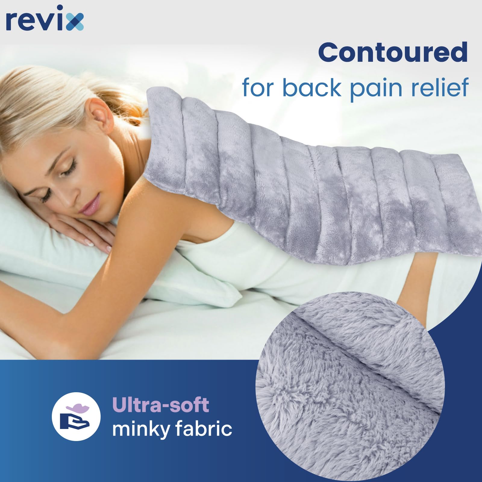 REVIX Extra Large Microwave Heating Pad for Back Pain Relief - Moist Heat Therapy for Full Back, Stomach, Shoulder, Neck & Leg - Microwavable Heated Wrap for Muscle Relaxation & Cold Therapy - Perfect for Home, Office & Travel Use