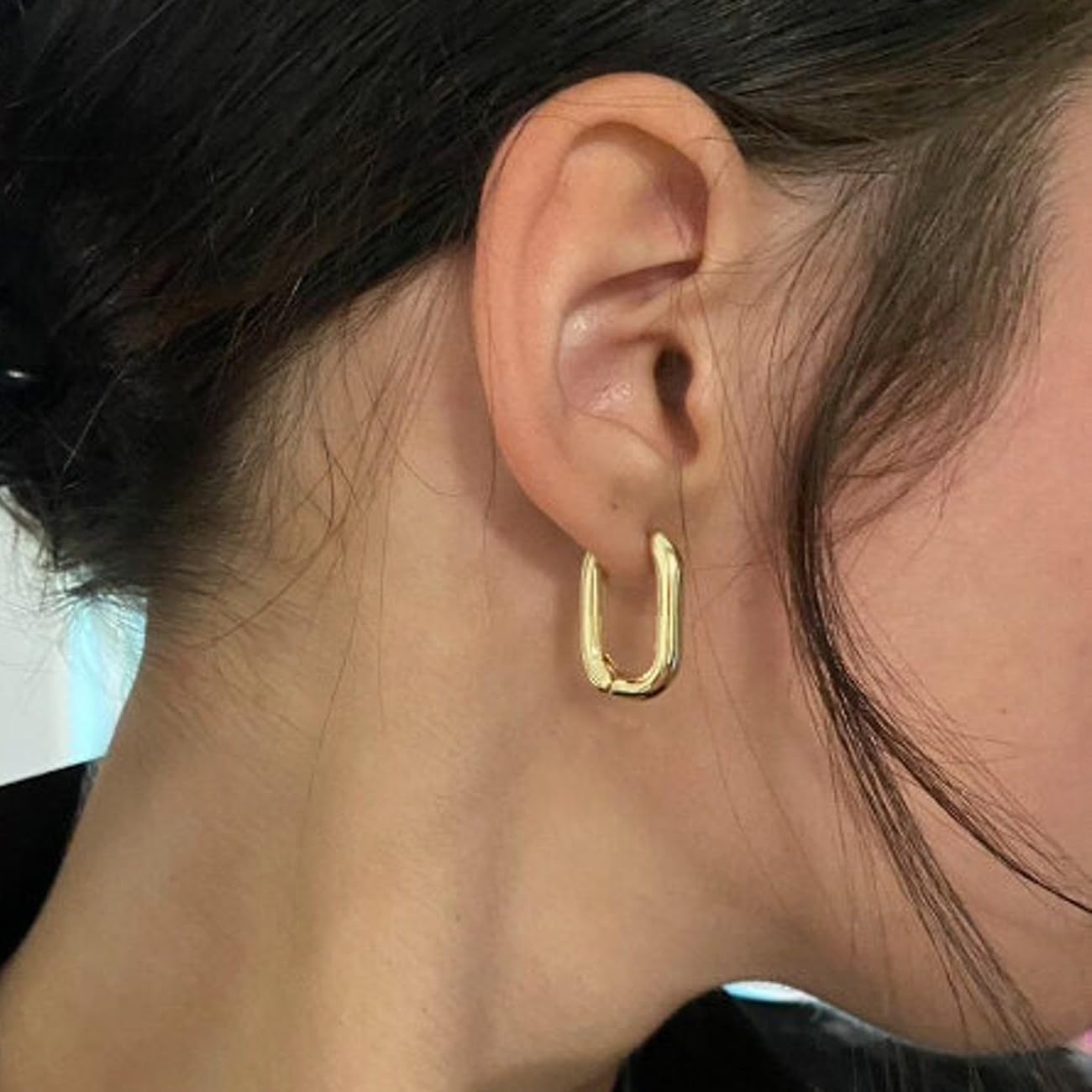 14K Gold Plated Hoop Earrings for Women - Hypoallergenic Chunky Huggie Earrings with CZ Stones | Trendy Dainty Gold Jewelry Gifts for Her | Perfect for Everyday Wear, Parties & Special Occasions