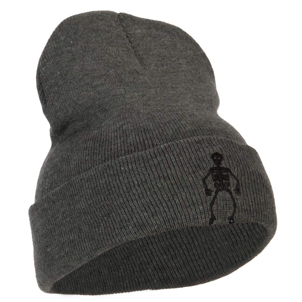 Halloween Skeleton Embroidered Beanie Hat - Warm Long Skull Knit Cap for Men & Women - Perfect for Halloween Costumes, Cosplay, and Winter Outfits
