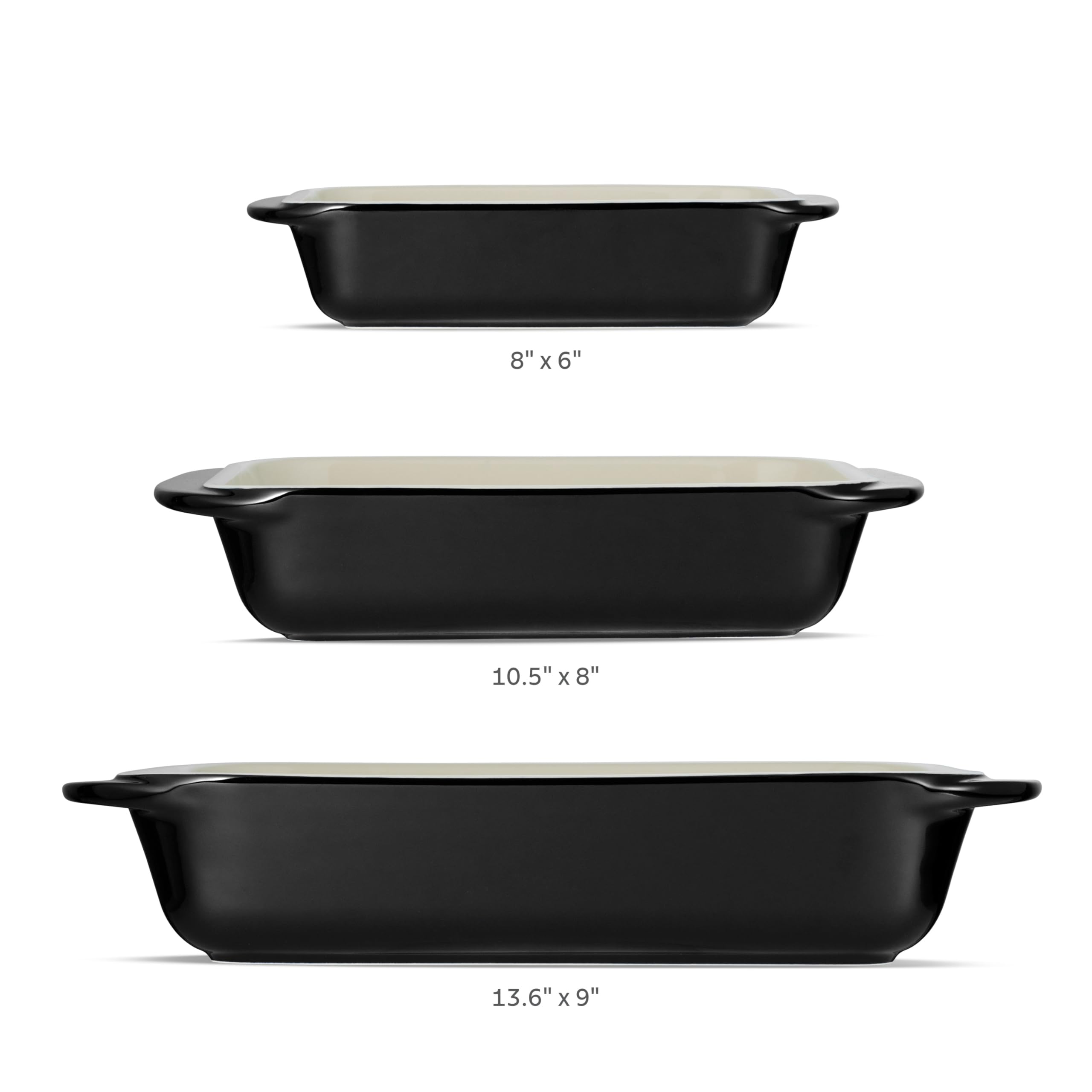 Tramontina Mae 3-Piece Ceramic Non-Stick Baking Pan Set - Oven Safe Rectangular Casserole Dish for Lasagna, Cakes, Bread Loaves | Perfect for Holiday Baking, Family Dinners & Meal Prep (Black)