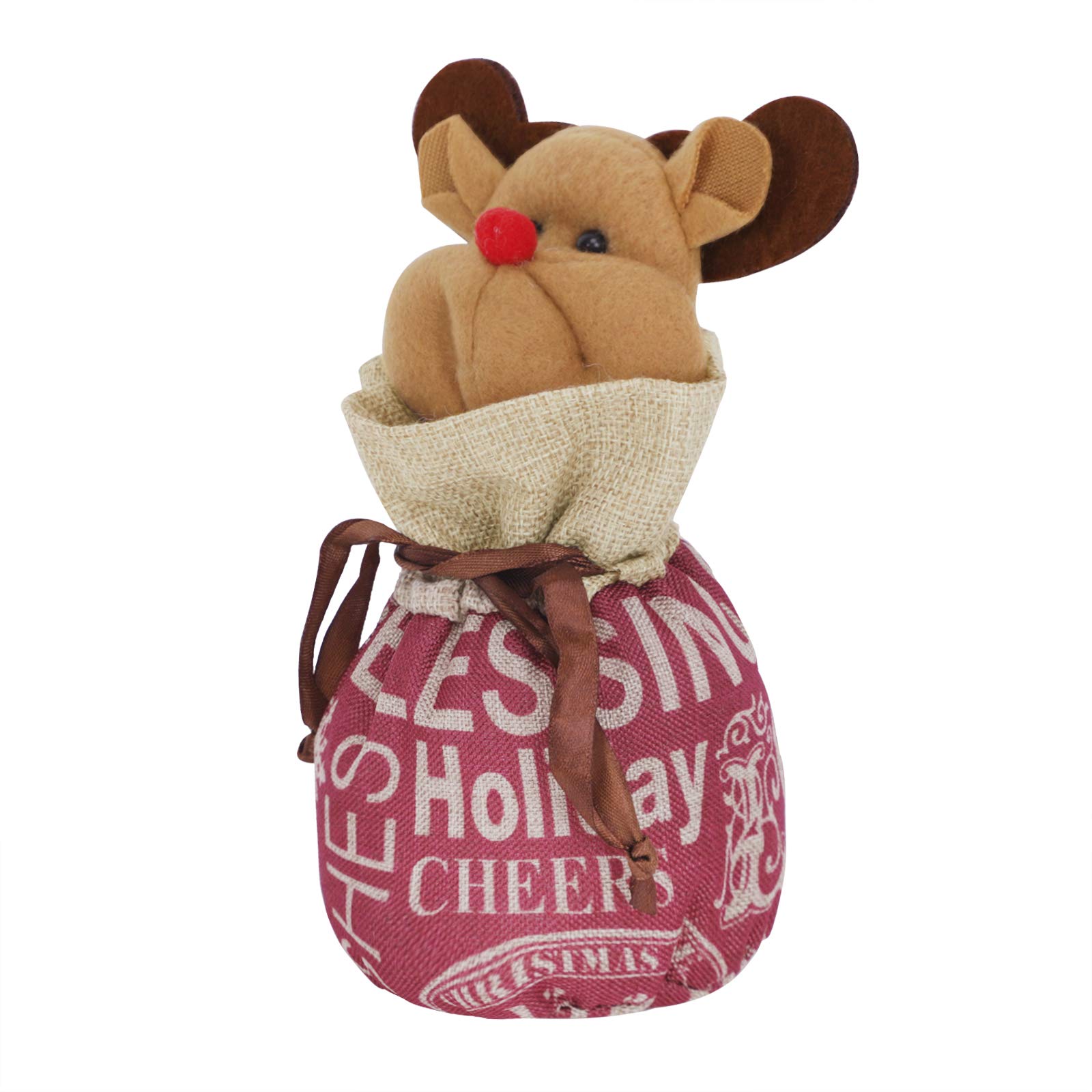 2PCS Christmas Candy Bags - Drawstring Gift Treat Bags with Santa, Snowman & Reindeer Designs for Xmas Party Favors, Candy Apples & Holiday Treats | Perfect for Christmas Celebrations, School Parties & Gift Exchanges