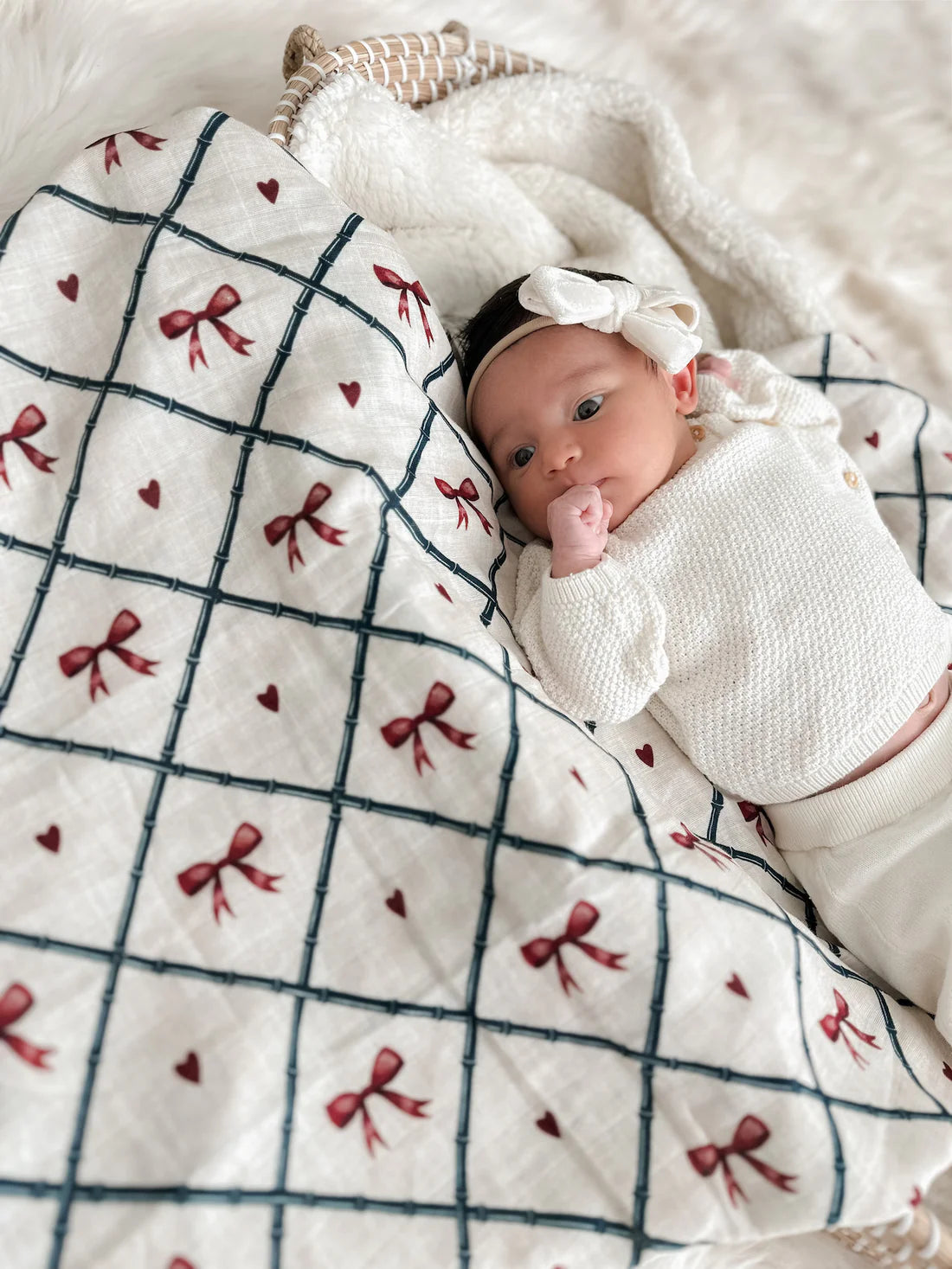 Pop Ya Tot Organic Muslin Swaddle Blanket - Soft & Breathable Baby Wrap for Newborns - Perfect for Swaddling, Nursing, and Stroller Use - Bow Peep Design