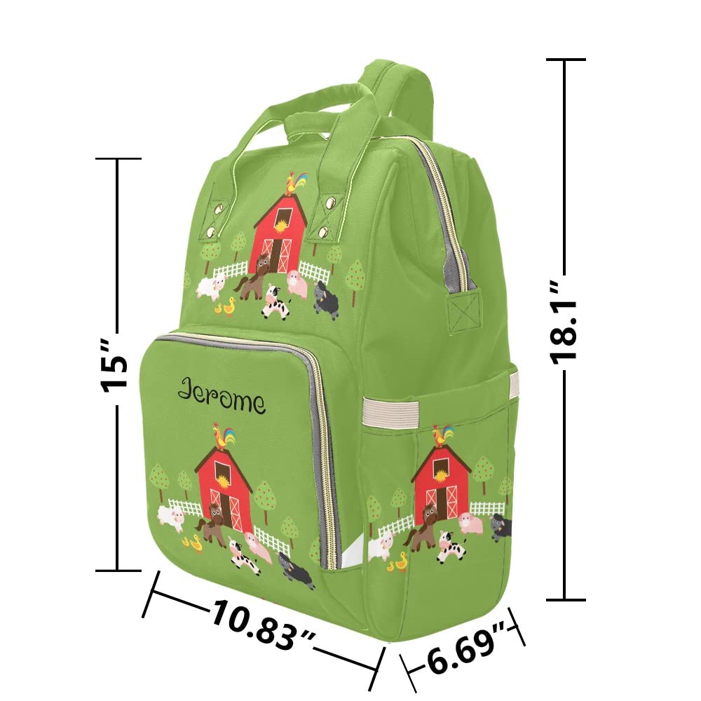 Personalized Name Diaper Backpack - Farm Animal Themed (Cow, Pig) Multifunctional Travel Baby Bag for Moms & Dads - Waterproof, Spacious & Stylish Daypack for Outings, Park Visits & Family Trips