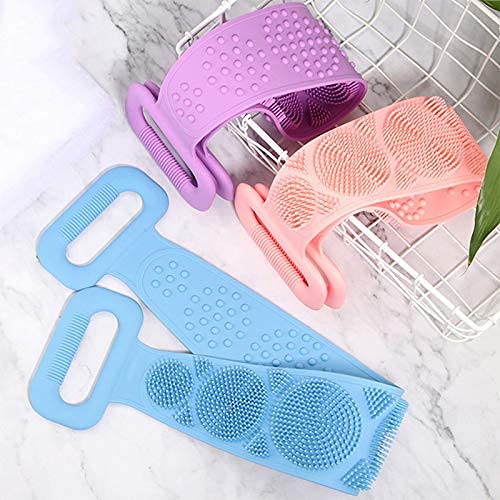 JACEE Silicone Body Back Scrubber - Exfoliating Bath Brush for Dead Skin Removal, Deep Cleaning Shower Brush with Massage Function, Soft Gel Bath Towel for Men & Women (Multicolor) - Perfect for Spa, Home Shower and Relaxing Massage